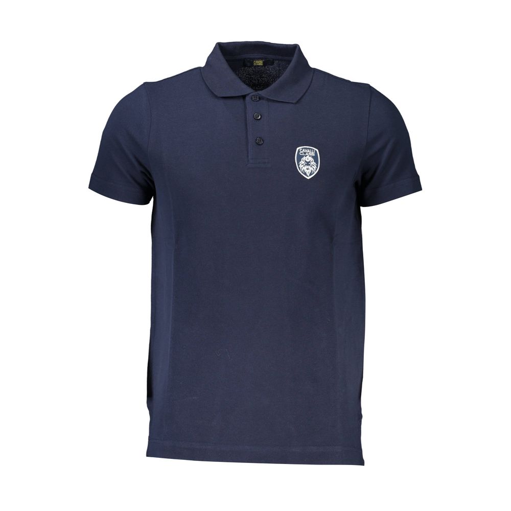 Cavalli Class Blaues Baumwoll-Poloshirt