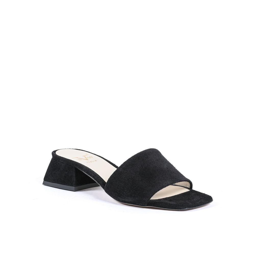 19V69 Italia Schwarze Leder-Plateau-Sandalen