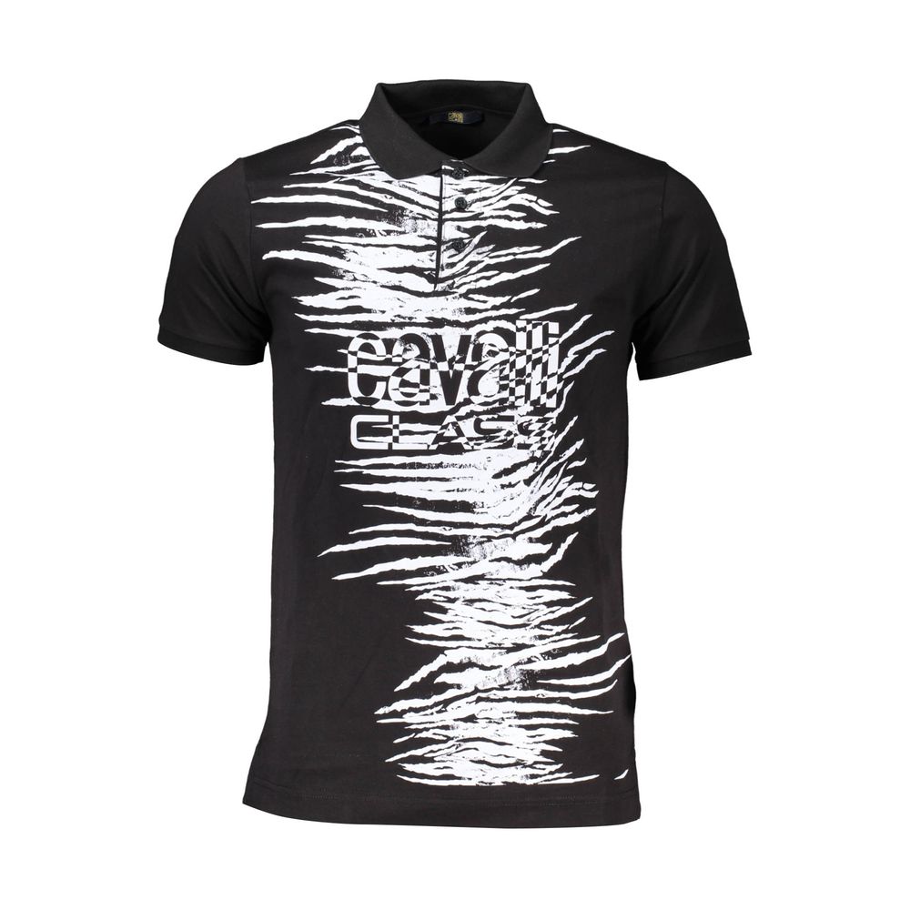 Cavalli Class Schwarzes Baumwoll-Poloshirt