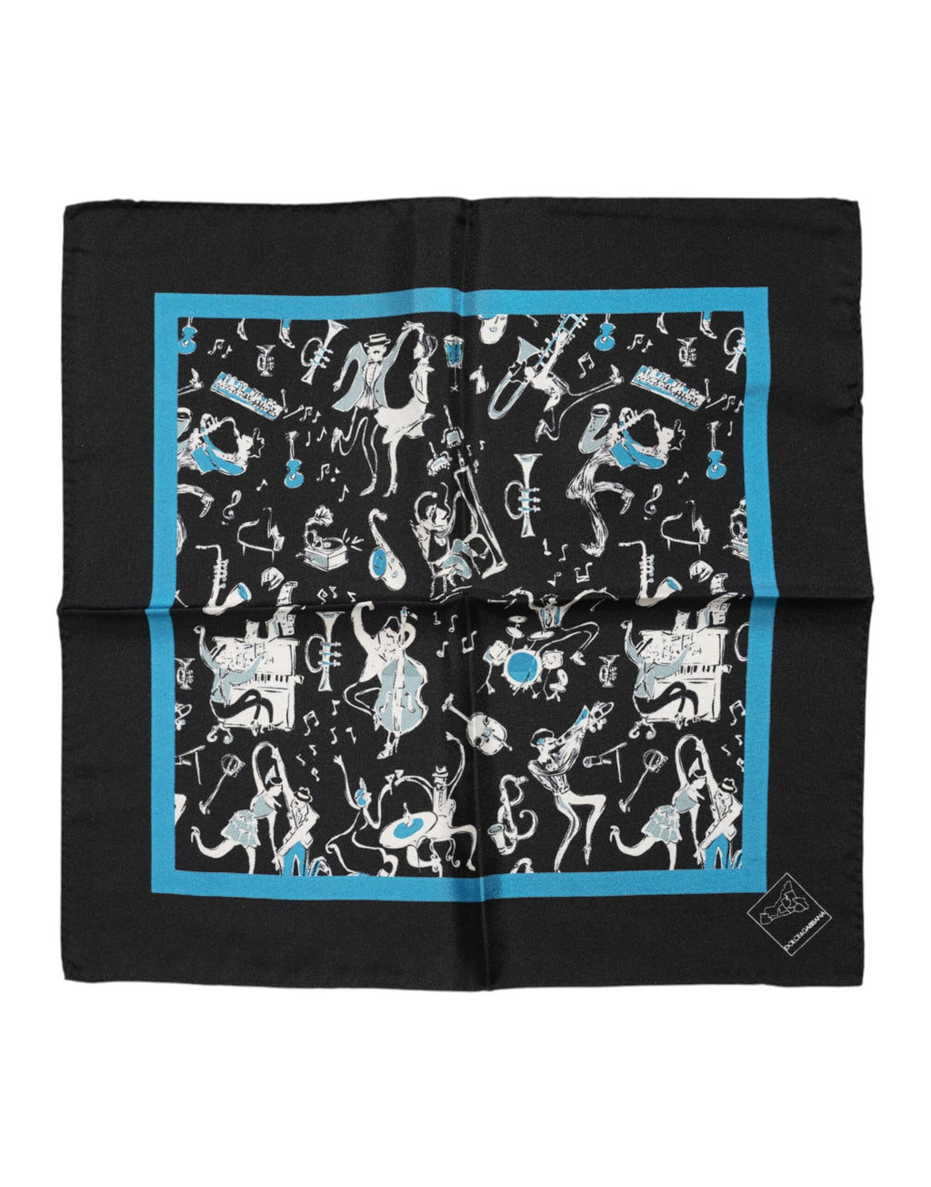 Dolce & Gabbana Schwarzer Jazz Club Silk Square Herren Foulardschal