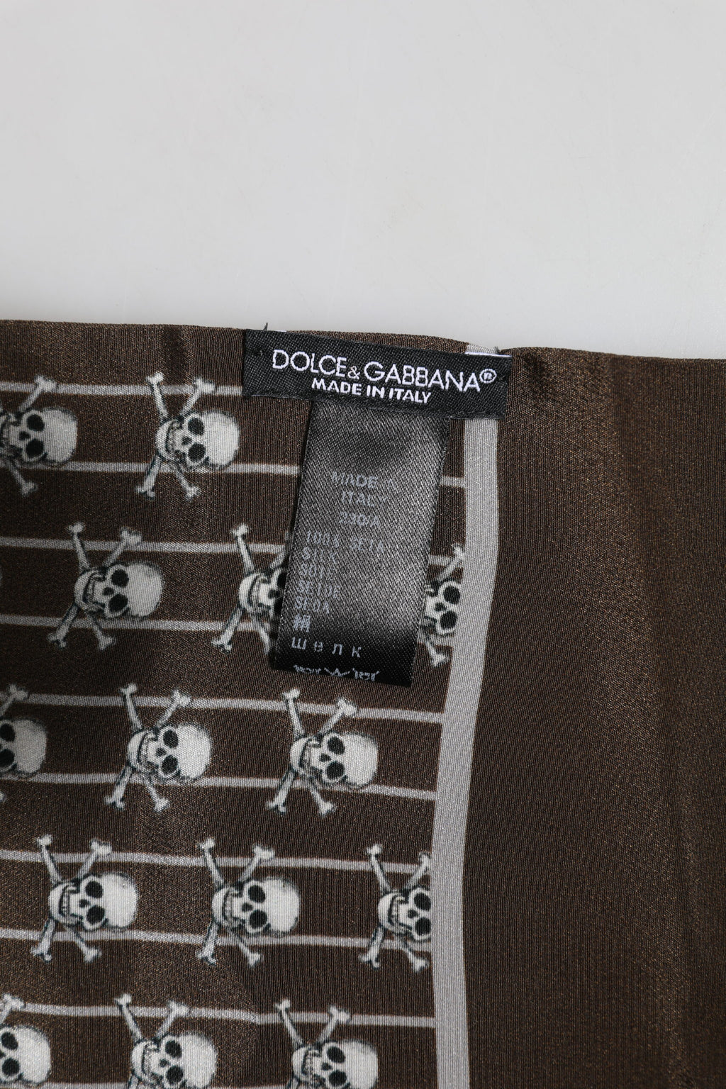 Dolce & Gabbana Brauner Skulls Print Fransen Foulard-Schal