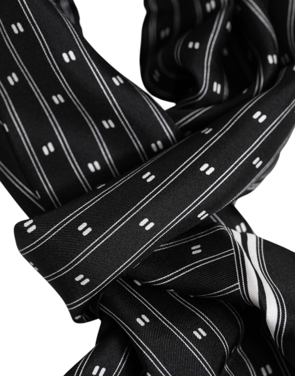 Dolce & Gabbana Schwarz Seide gedruckt Fransen Männer Foulard Schal