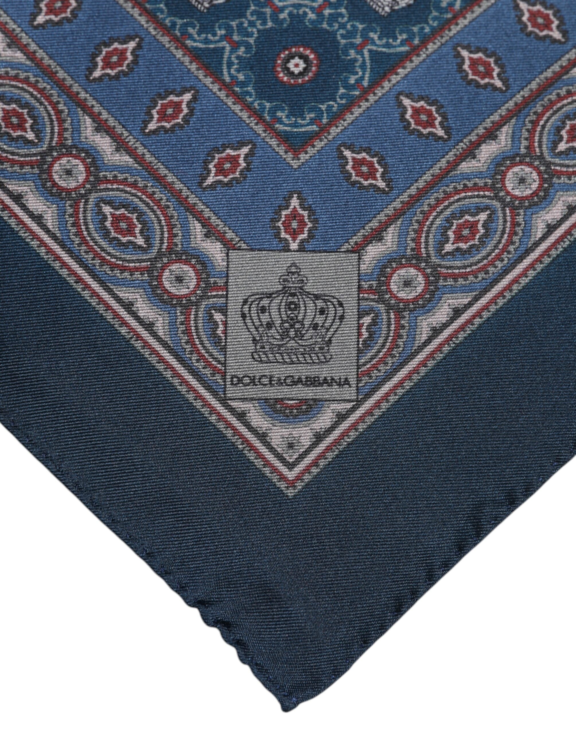 Dolce & Gabbana Blau bedruckte Seide Quadrat Männer Foulard Schal
