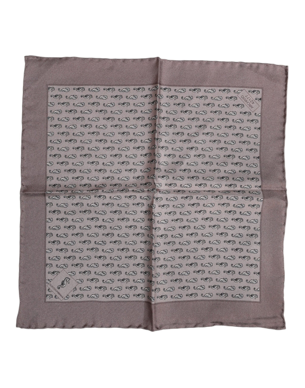Dolce & Gabbana Braunes Seepferdchen Seidenschal Quadratisch Foulard