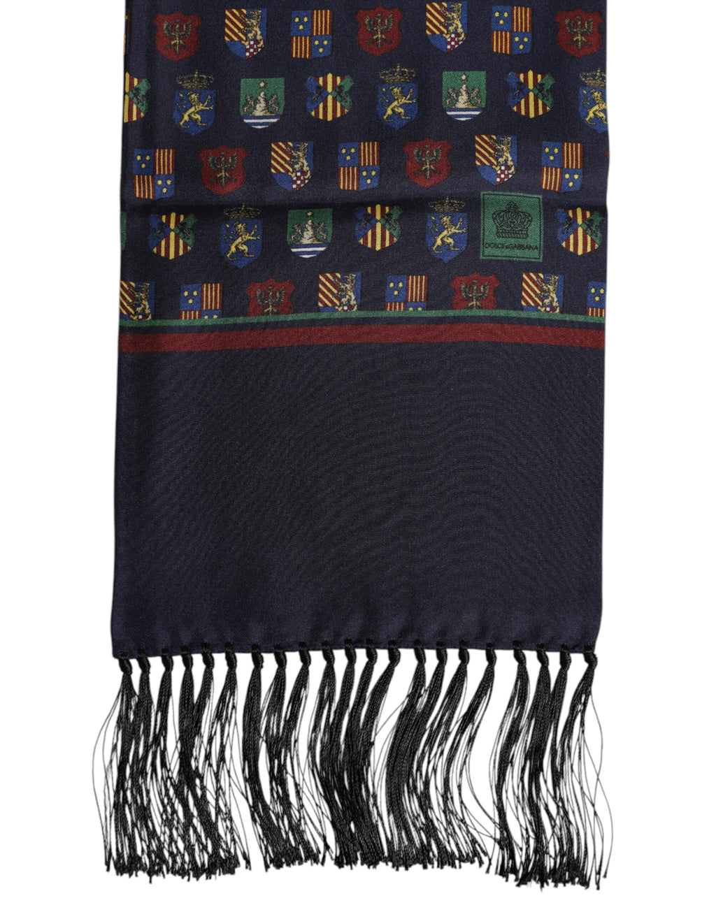 Dolce & Gabbana Foulardschal aus blauer Seide mit gedruckten Fransen