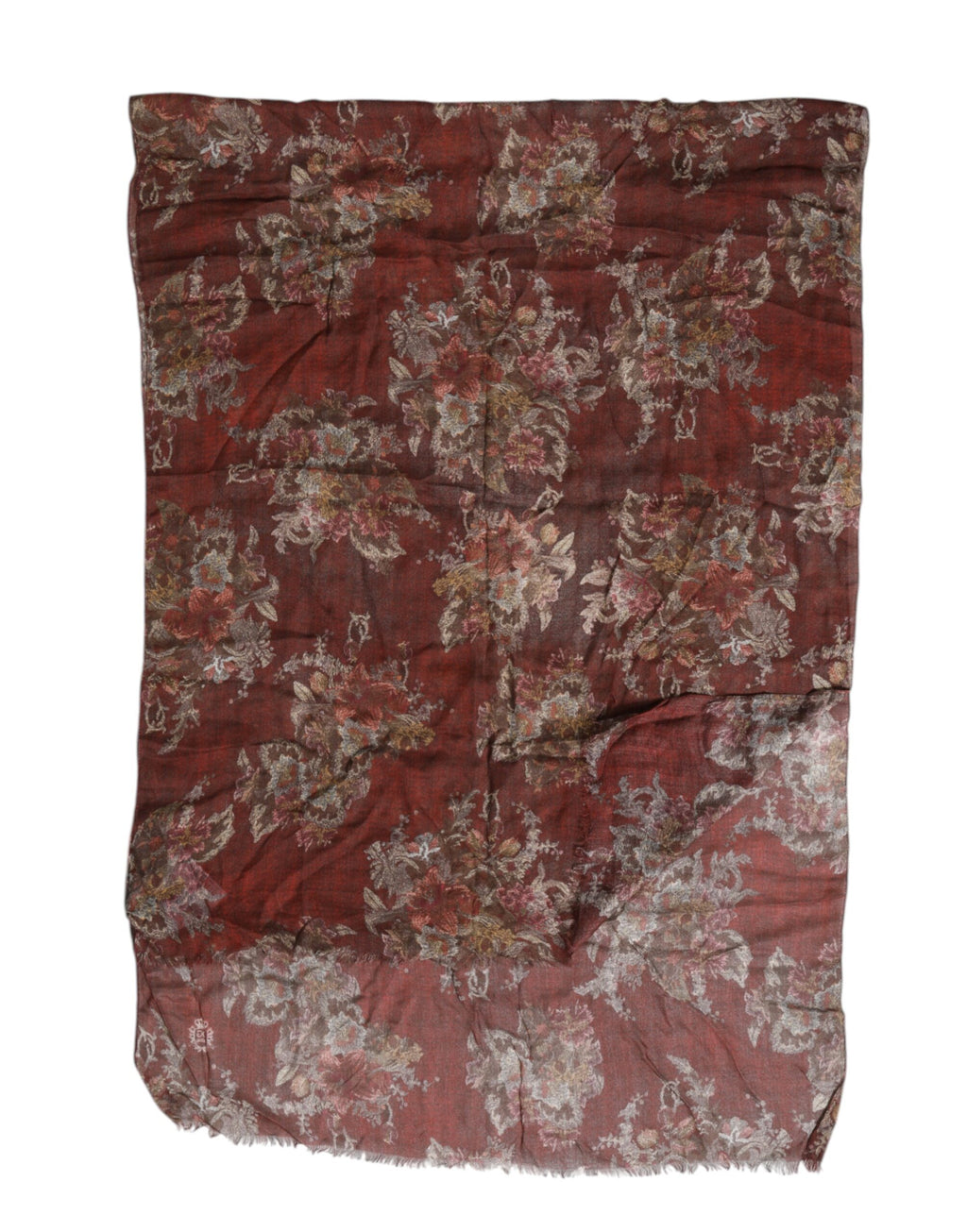Dolce & Gabbana Maroon Floral Halswärmer Foulard-Schal