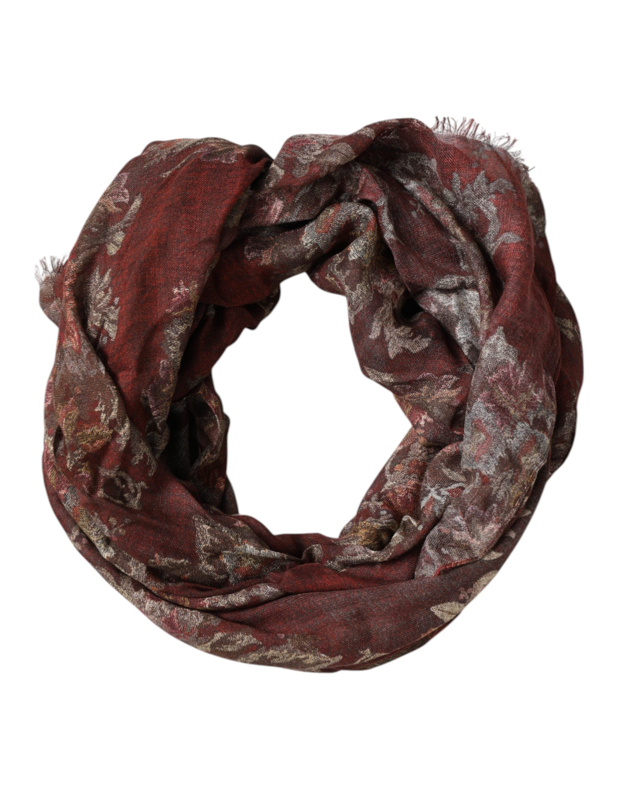 Dolce & Gabbana Maroon Floral Halswärmer Foulard-Schal