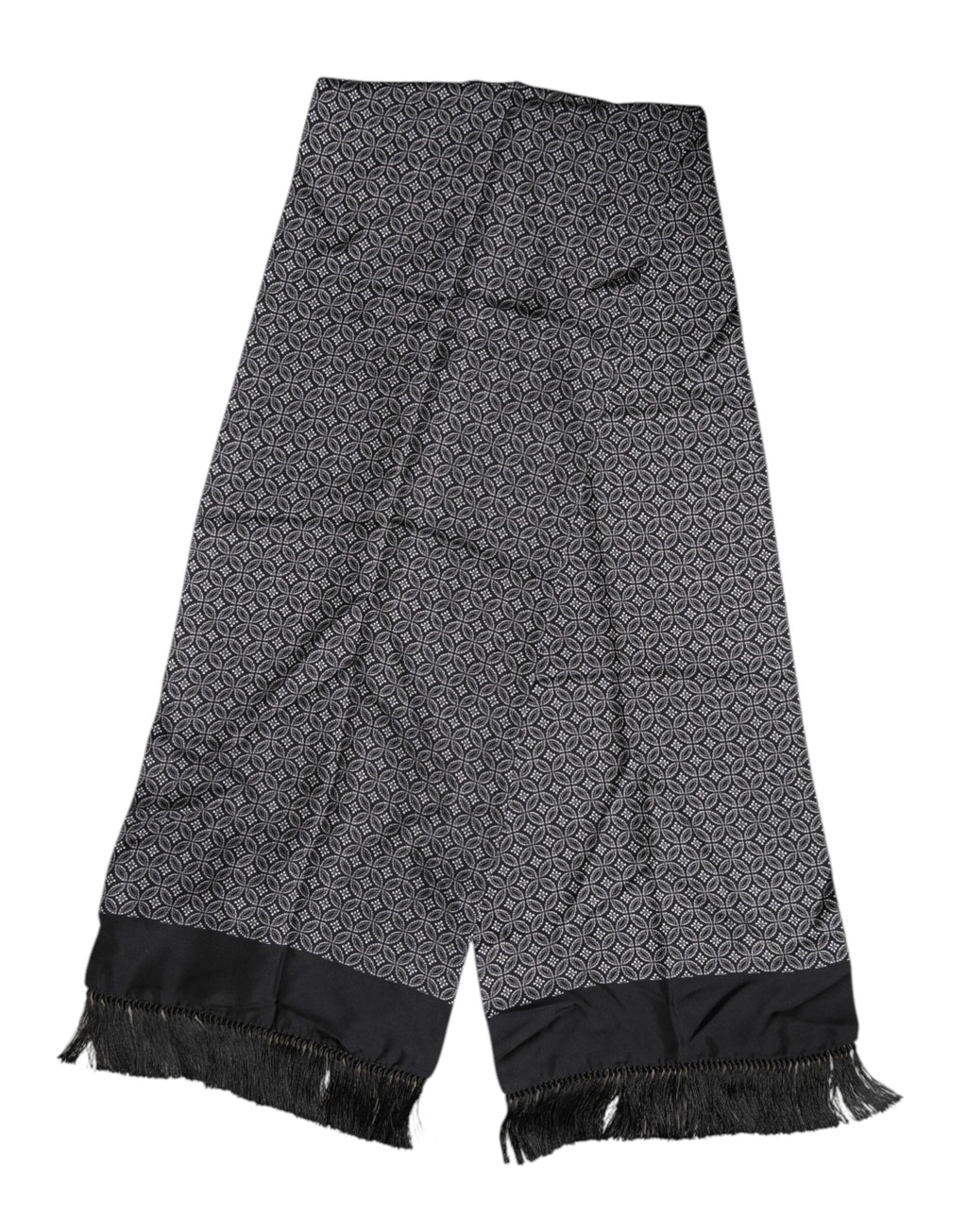 Dolce & Gabbana Schwarz gemusterte Fransen Männer Foulard Schal