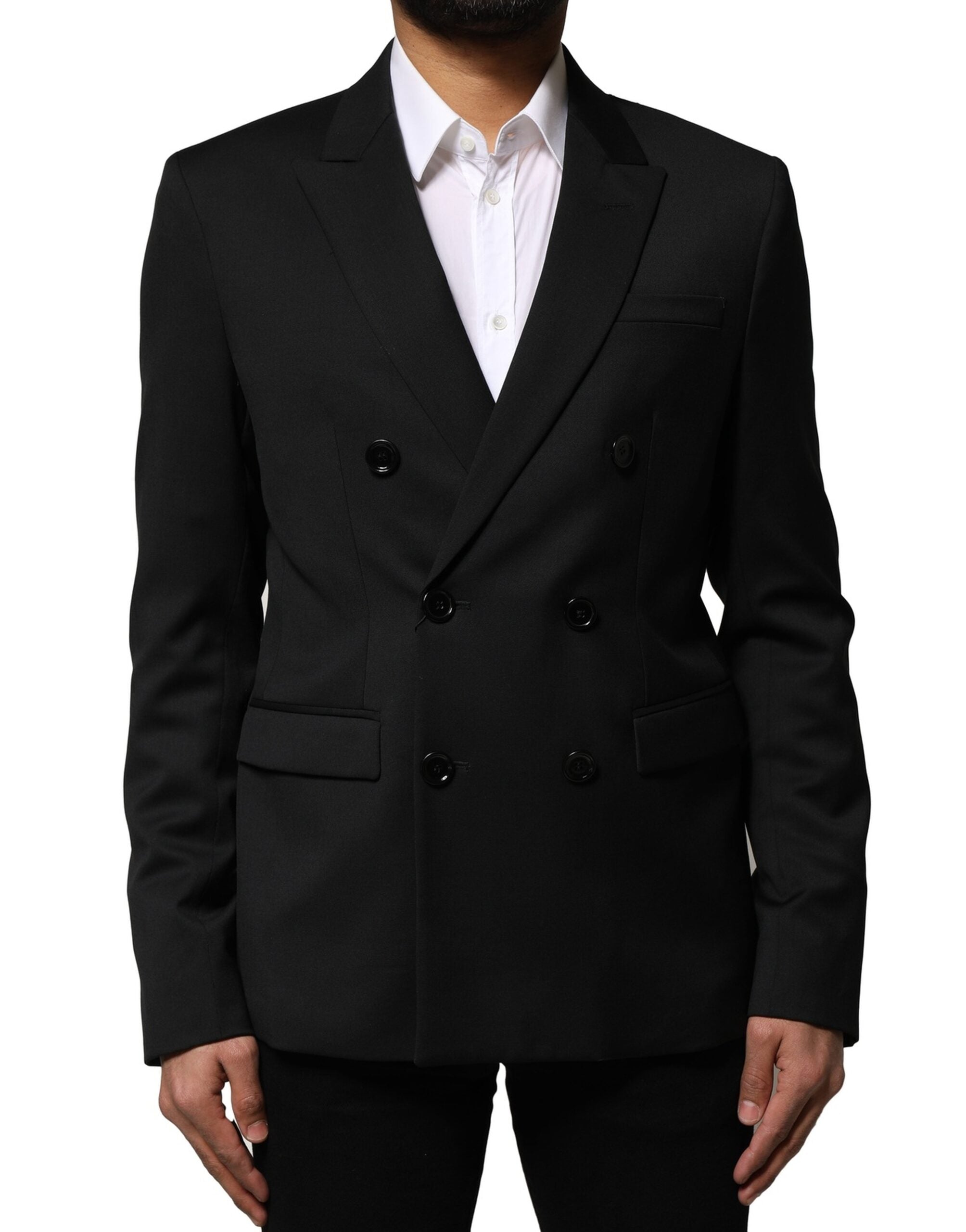 Emporio Armani Schwarzer Zweireiher Herren Jacke Anzug Blazer