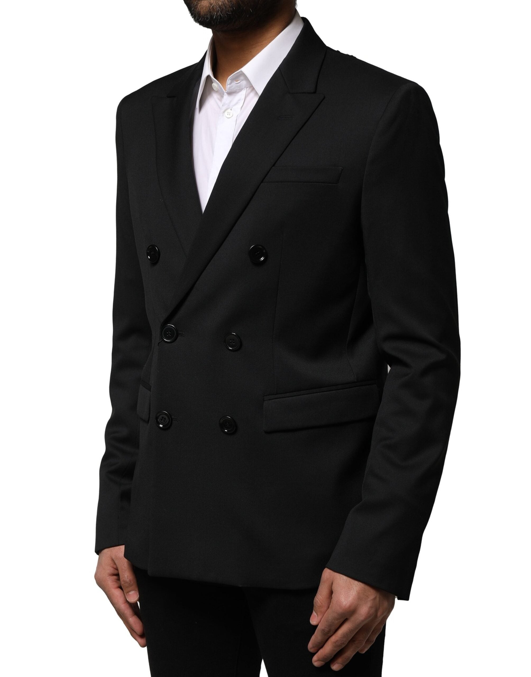Emporio Armani Schwarzer Zweireiher Herren Jacke Anzug Blazer