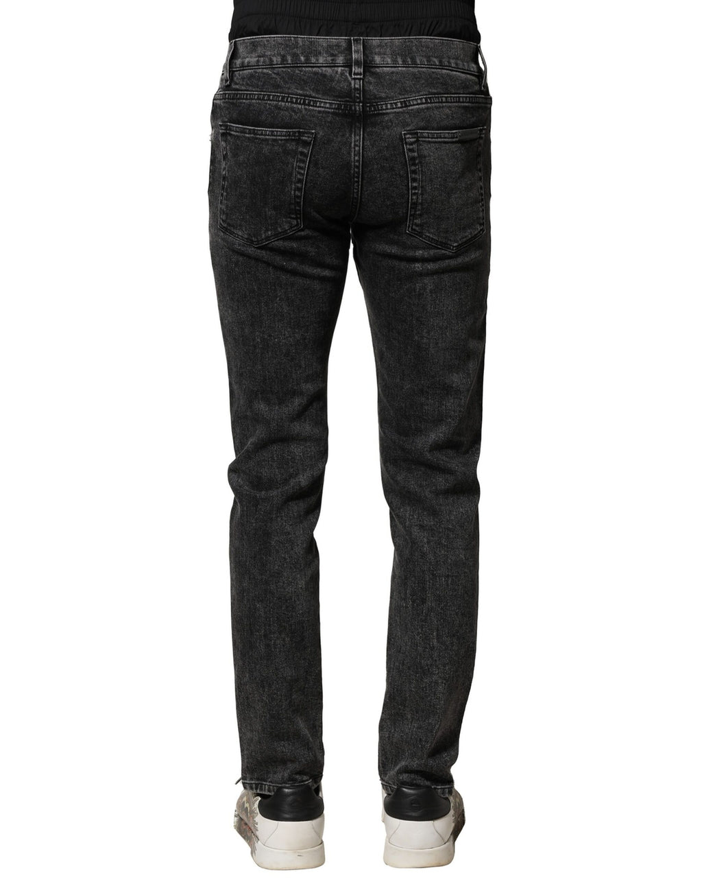 Dolce & Gabbana Schwarz gewaschene Denim-Jeans mit doppeltem Bund