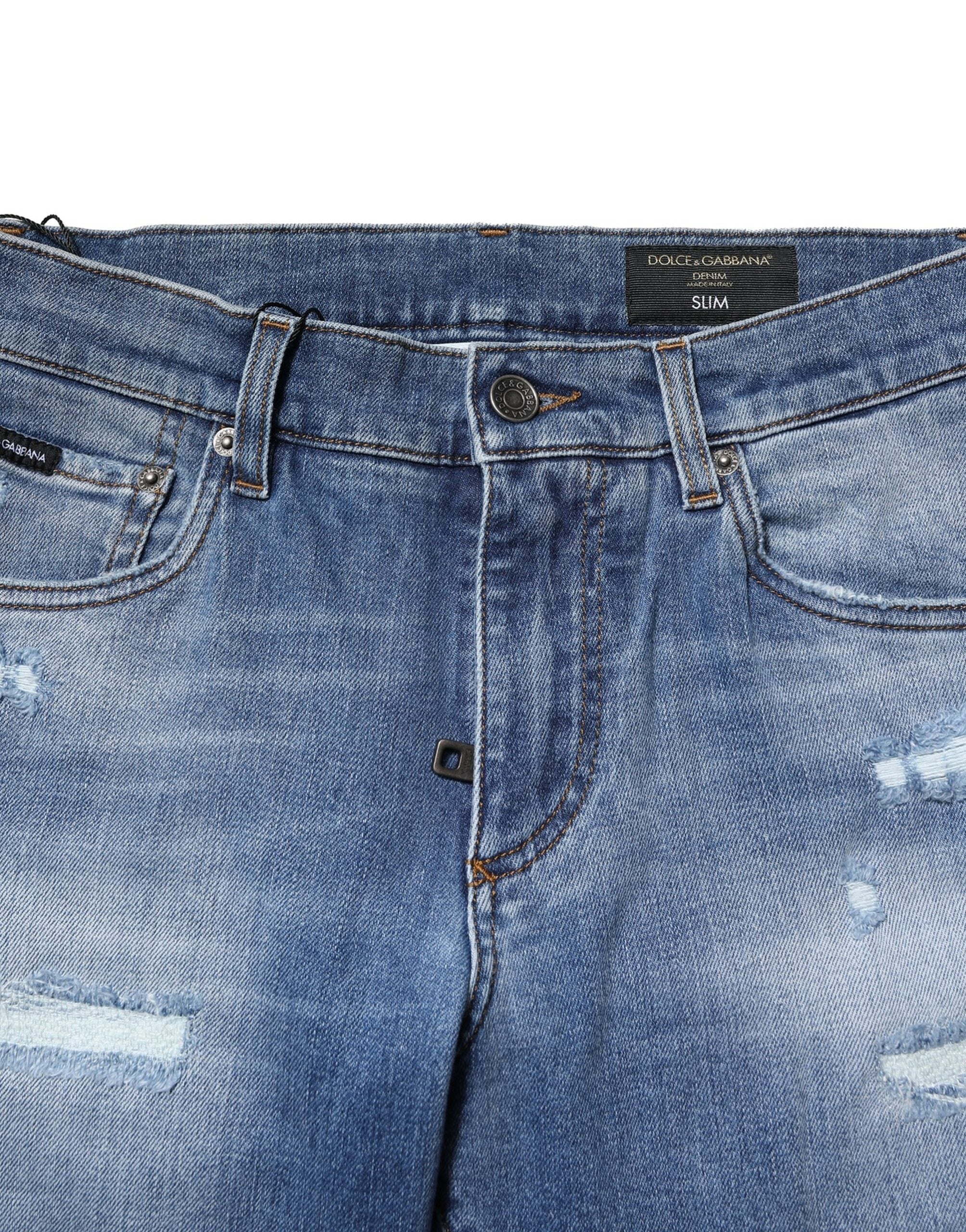 Dolce & Gabbana Blau gewaschene Baumwolle Skinny Herren Denim Jeans