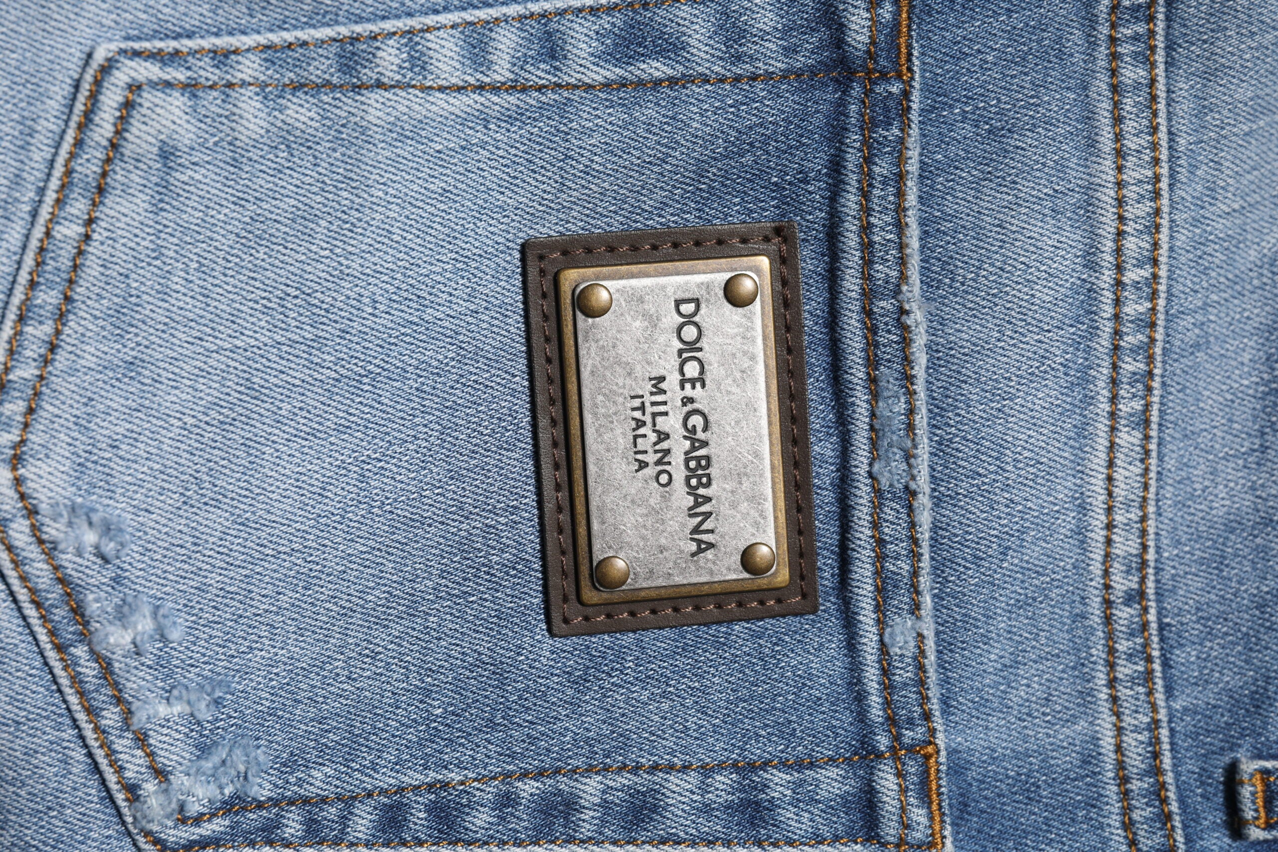 Dolce & Gabbana Blau gewaschene Baumwolle Skinny Herren Denim Jeans