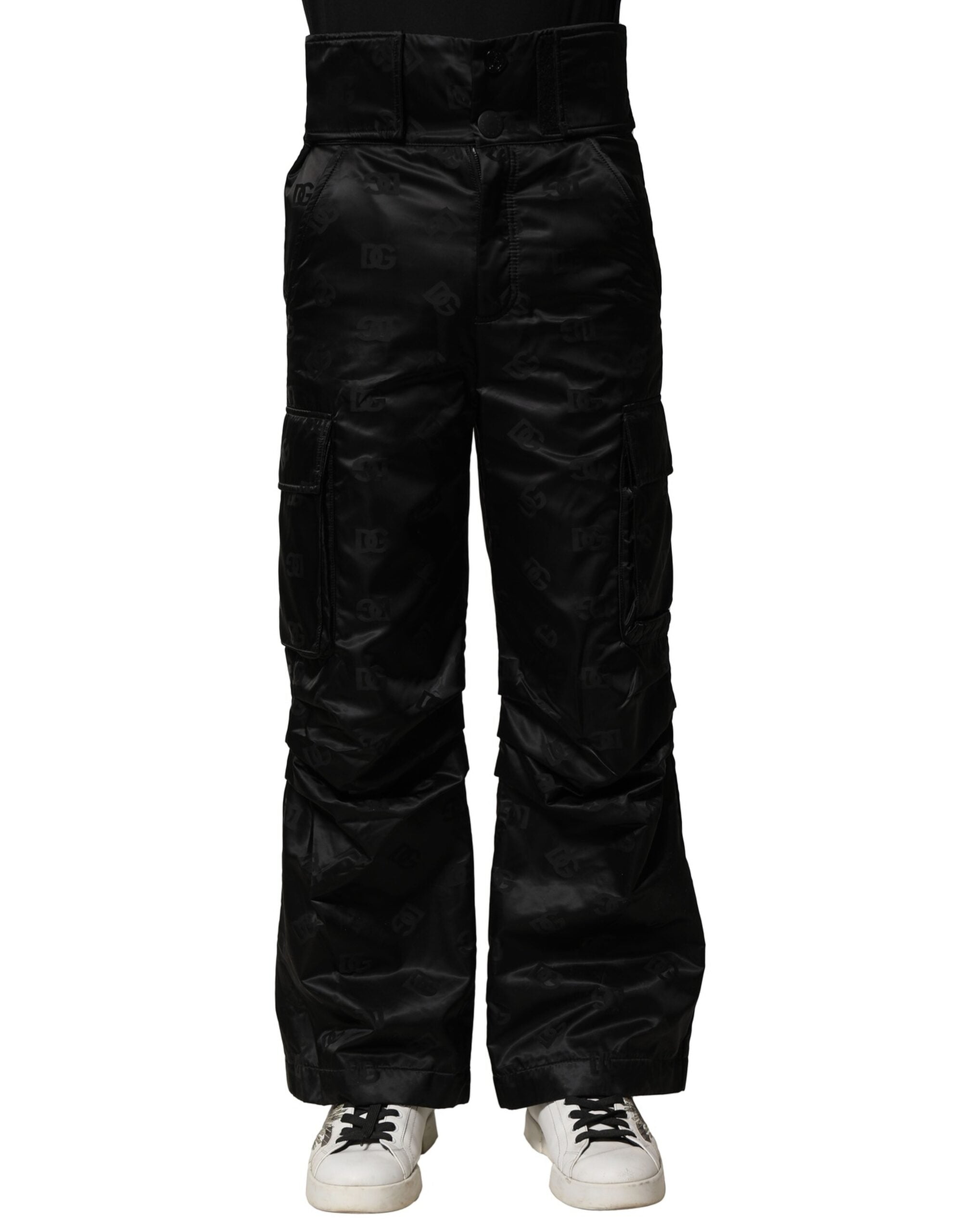 Dolce & Gabbana Schwarze Nylon DG Logo Straight Pants