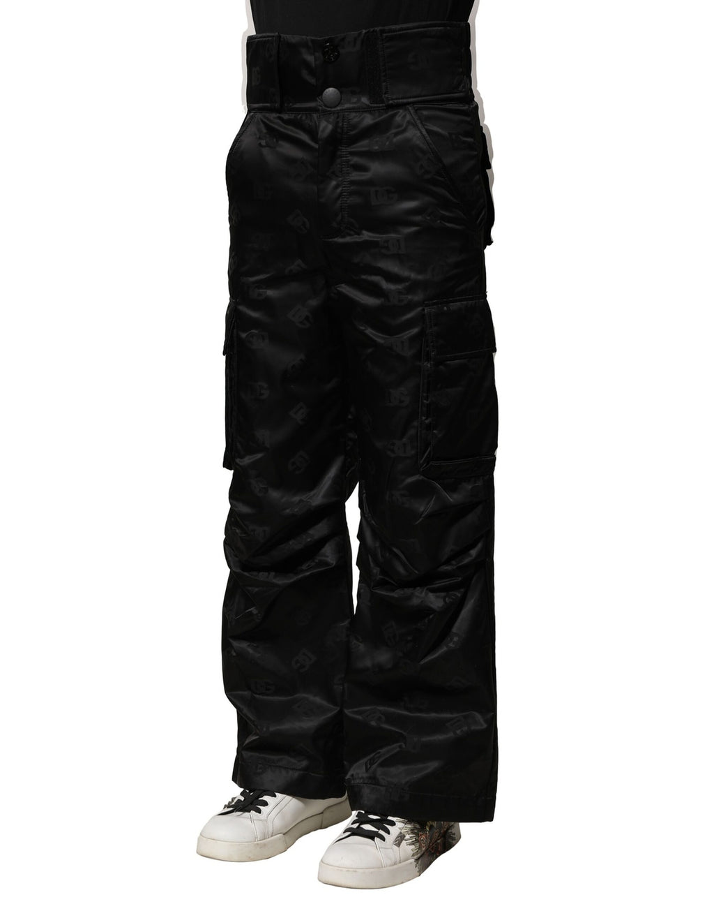 Dolce & Gabbana Schwarze Nylon DG Logo Straight Pants
