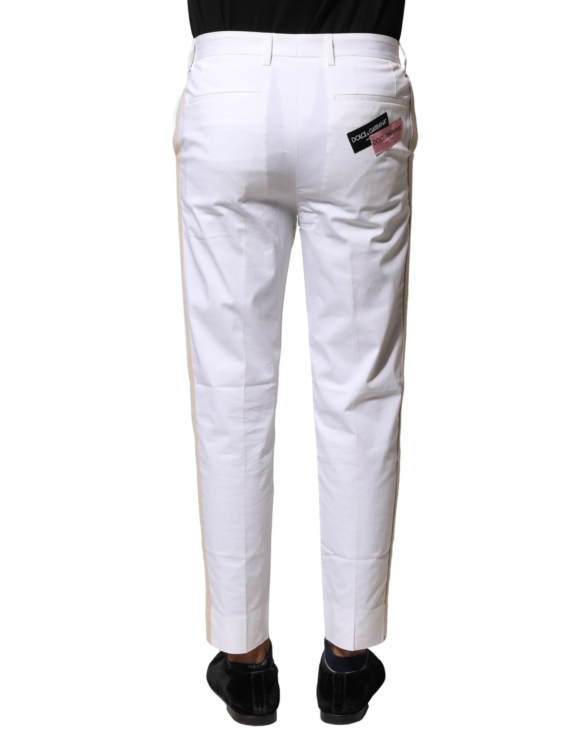 Dolce & Gabbana Weiße Baumwolle Gerade Logo Männer Hose