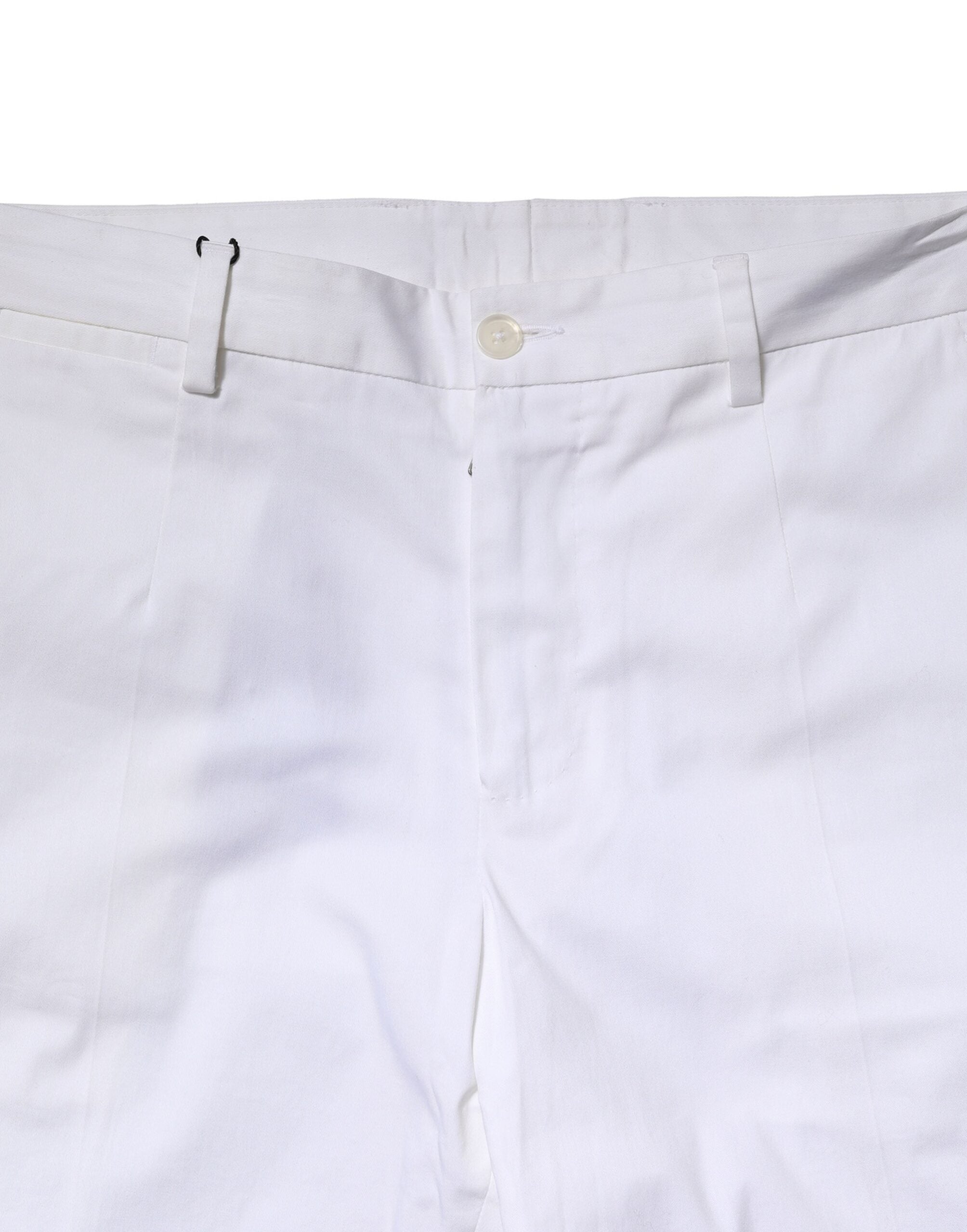 Dolce & Gabbana Weiße Baumwolle Gerade Logo Männer Hose