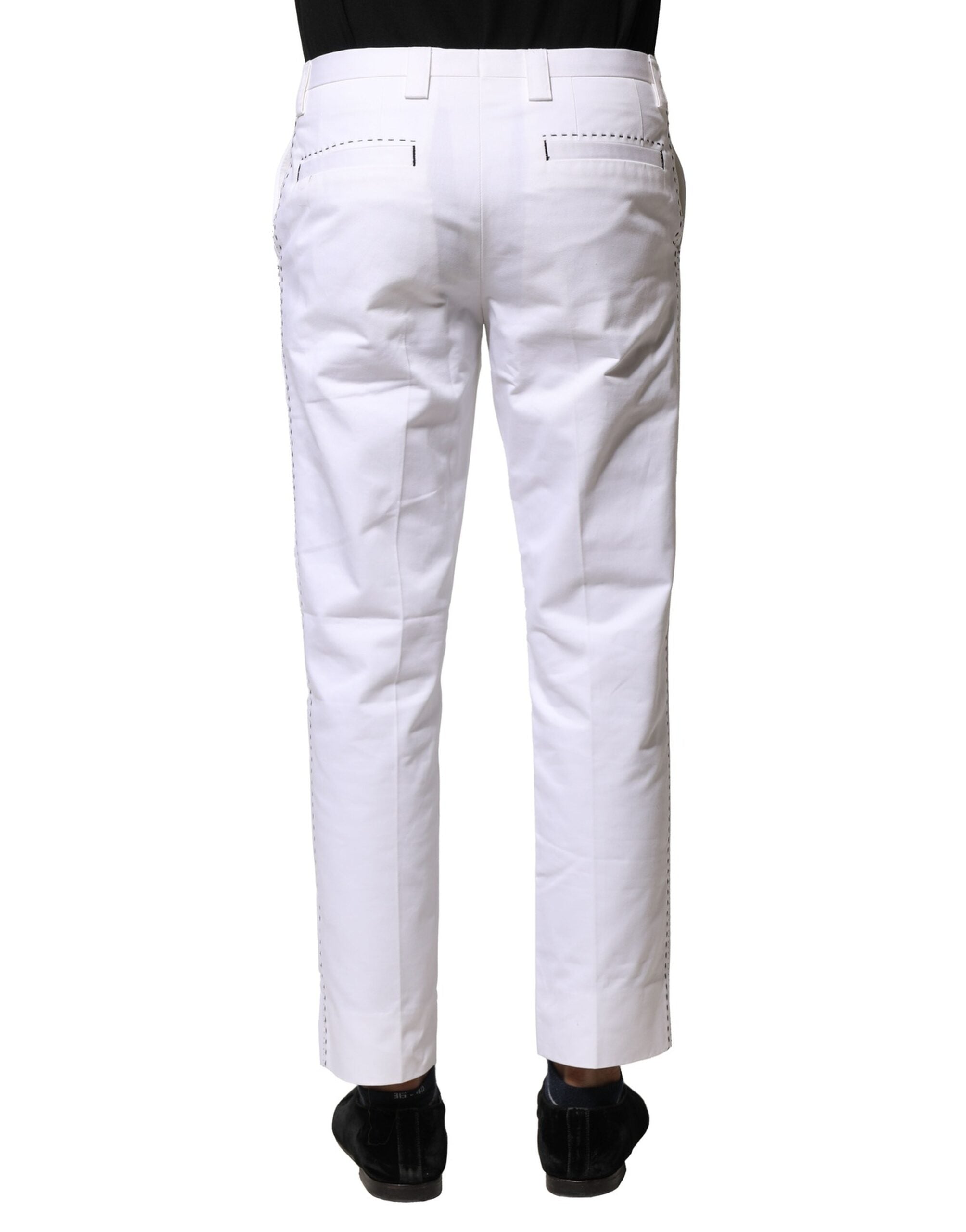 Dolce & Gabbana Weiße Baumwolle Gerade Logo Männer Hose