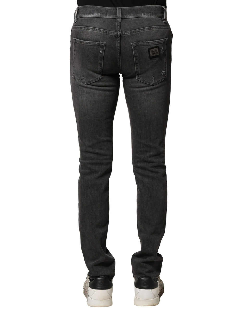 Dolce & Gabbana Schwarze gewaschene zerfledderte Slim Fit Denim Jeans