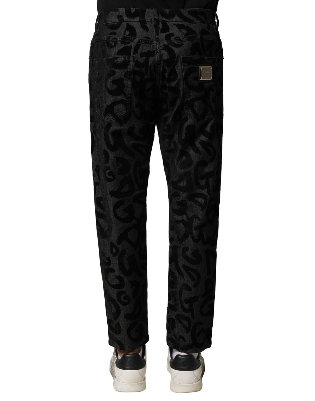 Dolce & Gabbana Graue Baumwolle DG Logo Straight Herren Denim Jeans