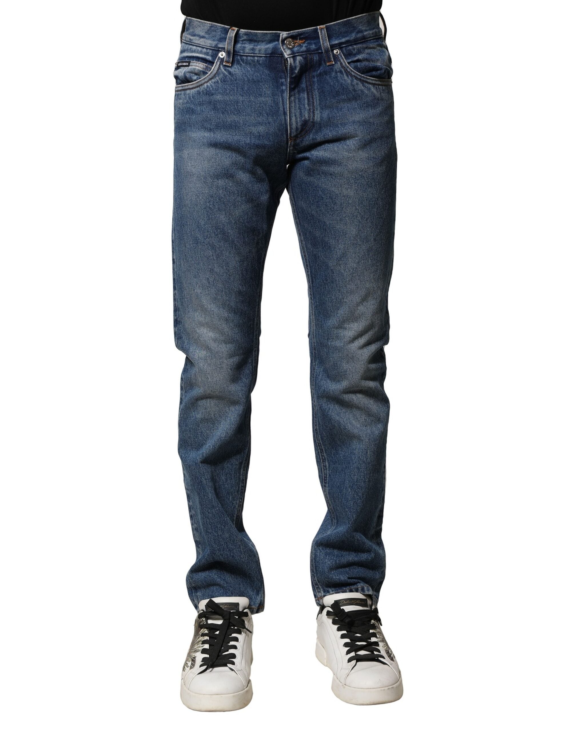 Dolce & Gabbana Blaue Baumwolle Stretch Slim Fit Herren Denim Jeans