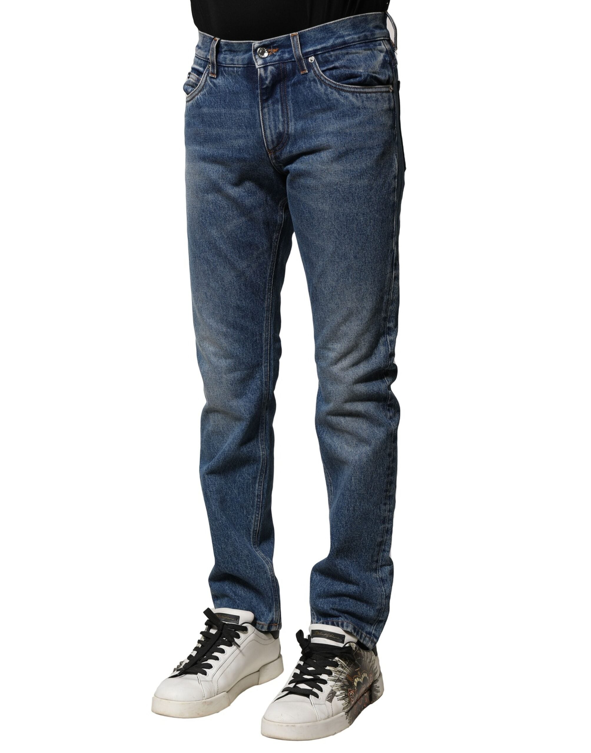 Dolce & Gabbana Blaue Baumwolle Stretch Slim Fit Herren Denim Jeans