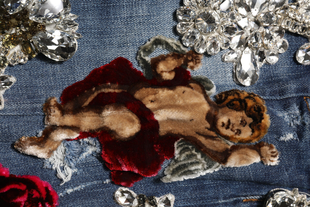 Dolce & Gabbana Blaue Baumwolle mit Strassverzierung Denim Jeans