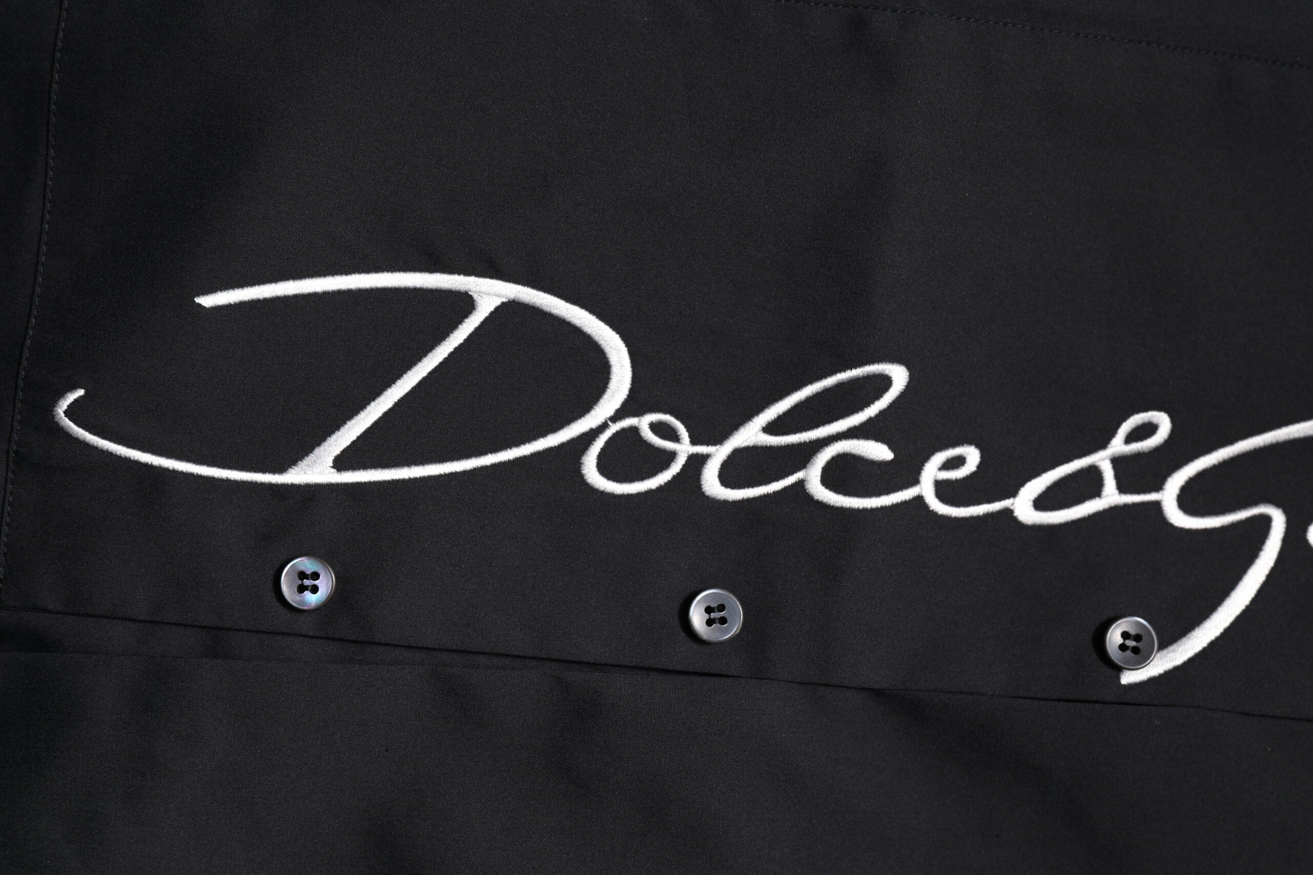 Dolce & Gabbana Schwarzes SICILIA Logo Herrenhemd aus Baumwolle
