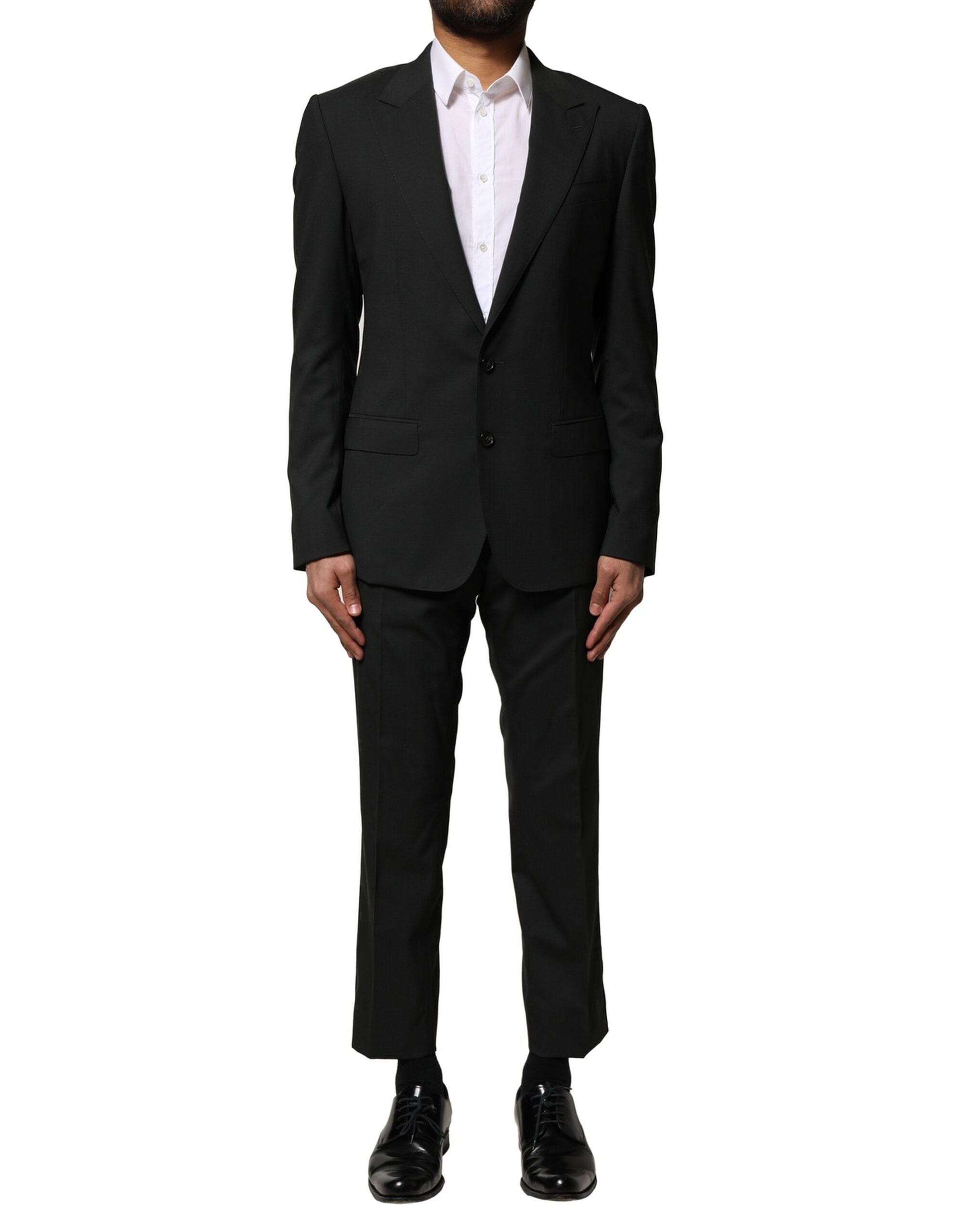 Dolce & Gabbana Schwarzer einreihiger Anzug aus Wolle (2 Teile)