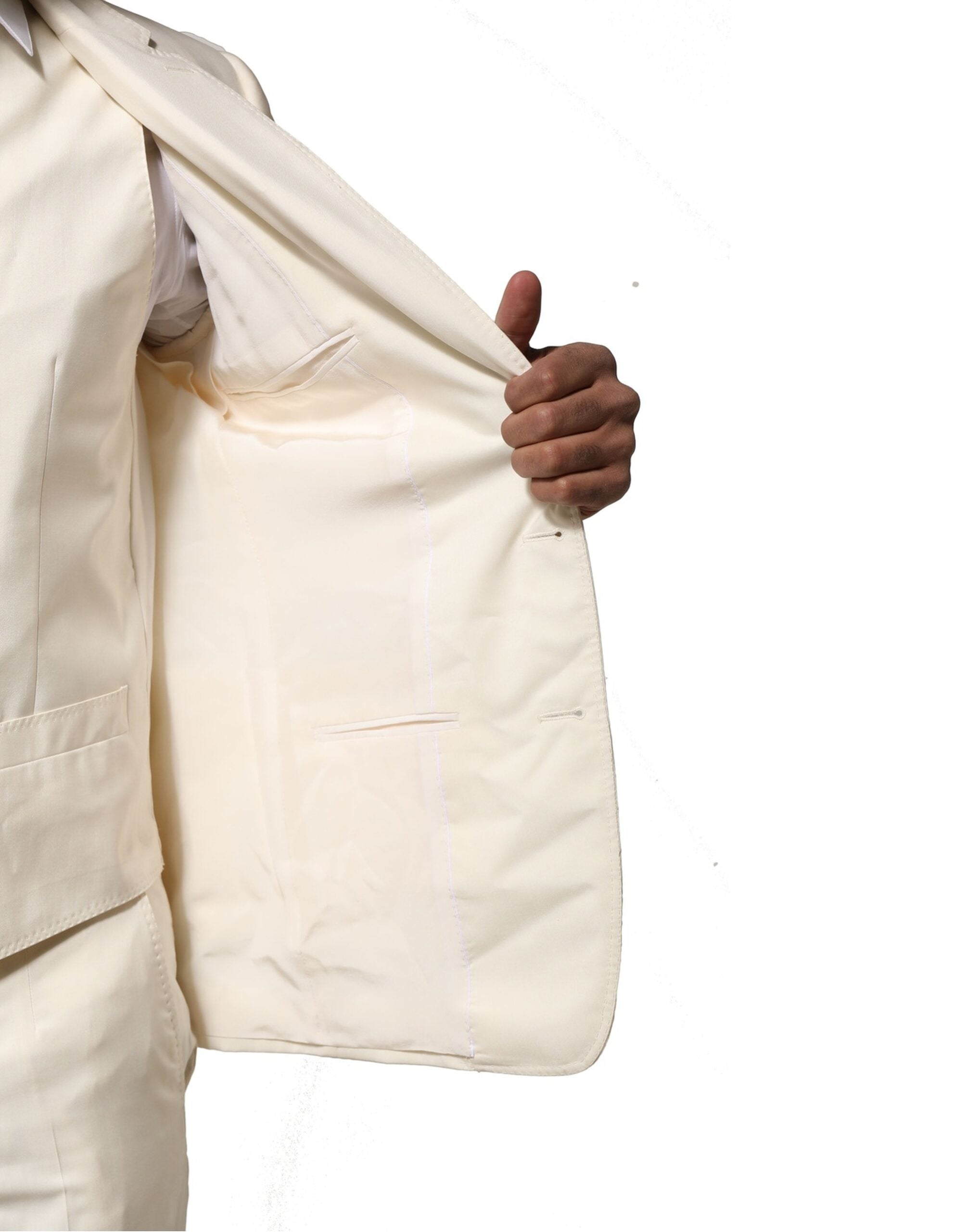 Dolce & Gabbana Elfenbeinfarbener einreihiger Anzug aus Wolle (3 Teile)