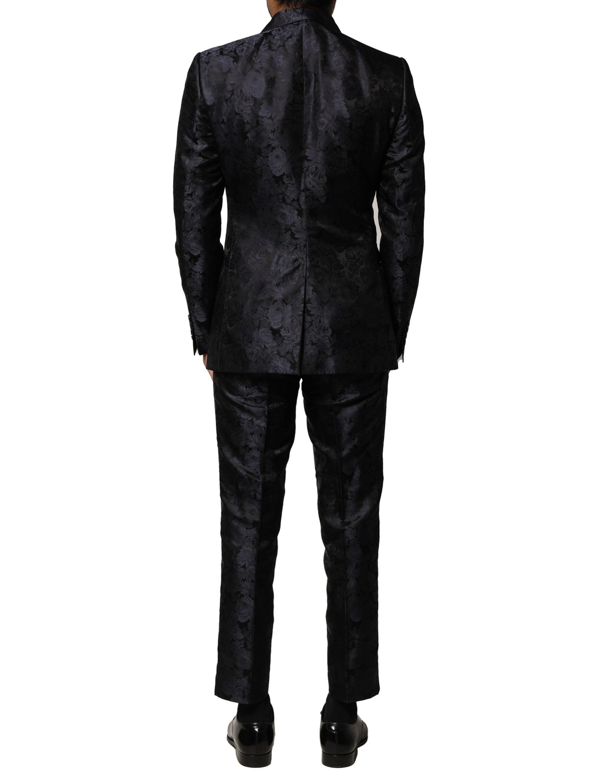 Dolce & Gabbana Schwarzer Jacquard 3 Stück einreihiger Anzug