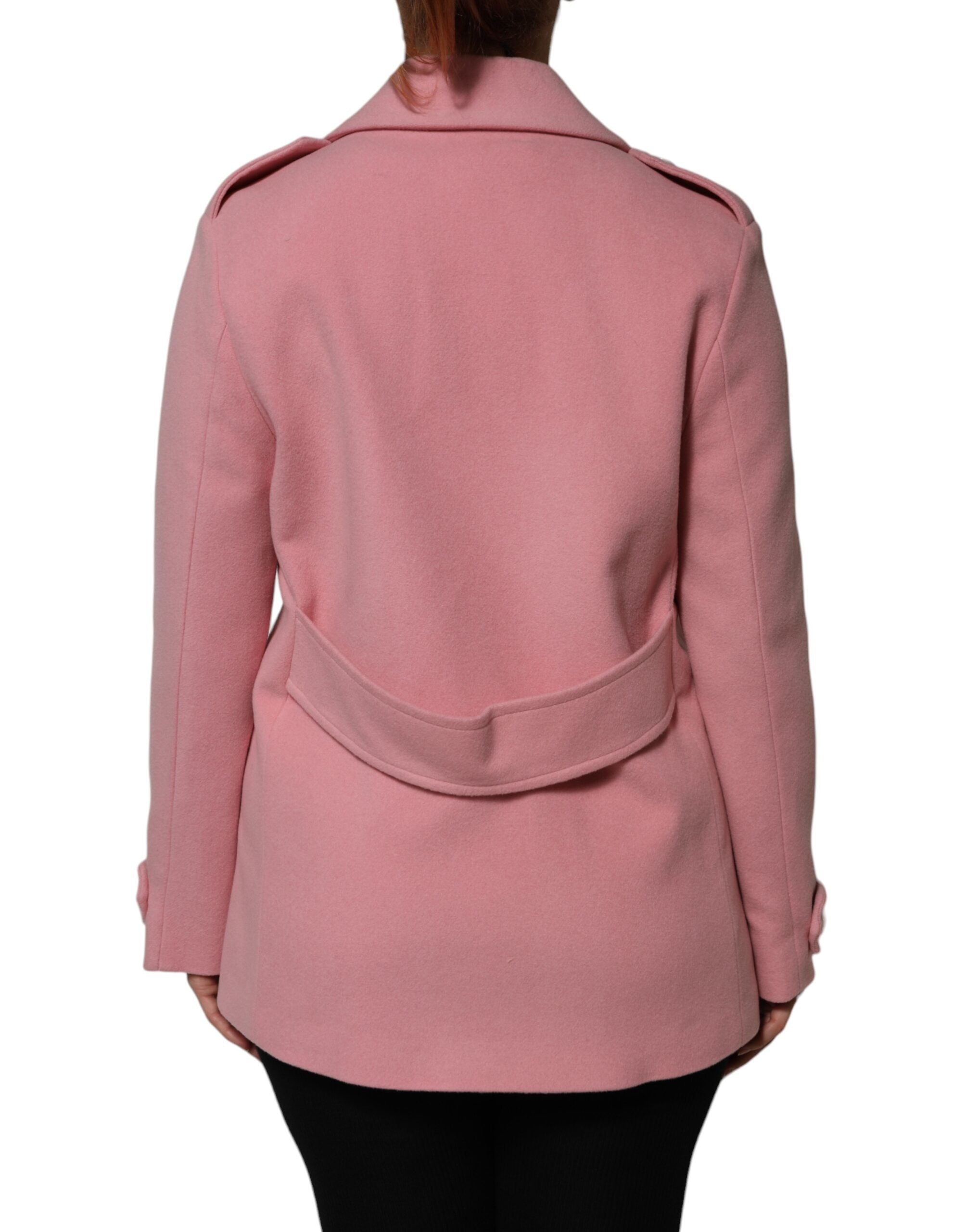 PINK MEMORIES Rosafarbener Wollblazer Mantel Jacke doppelreihig