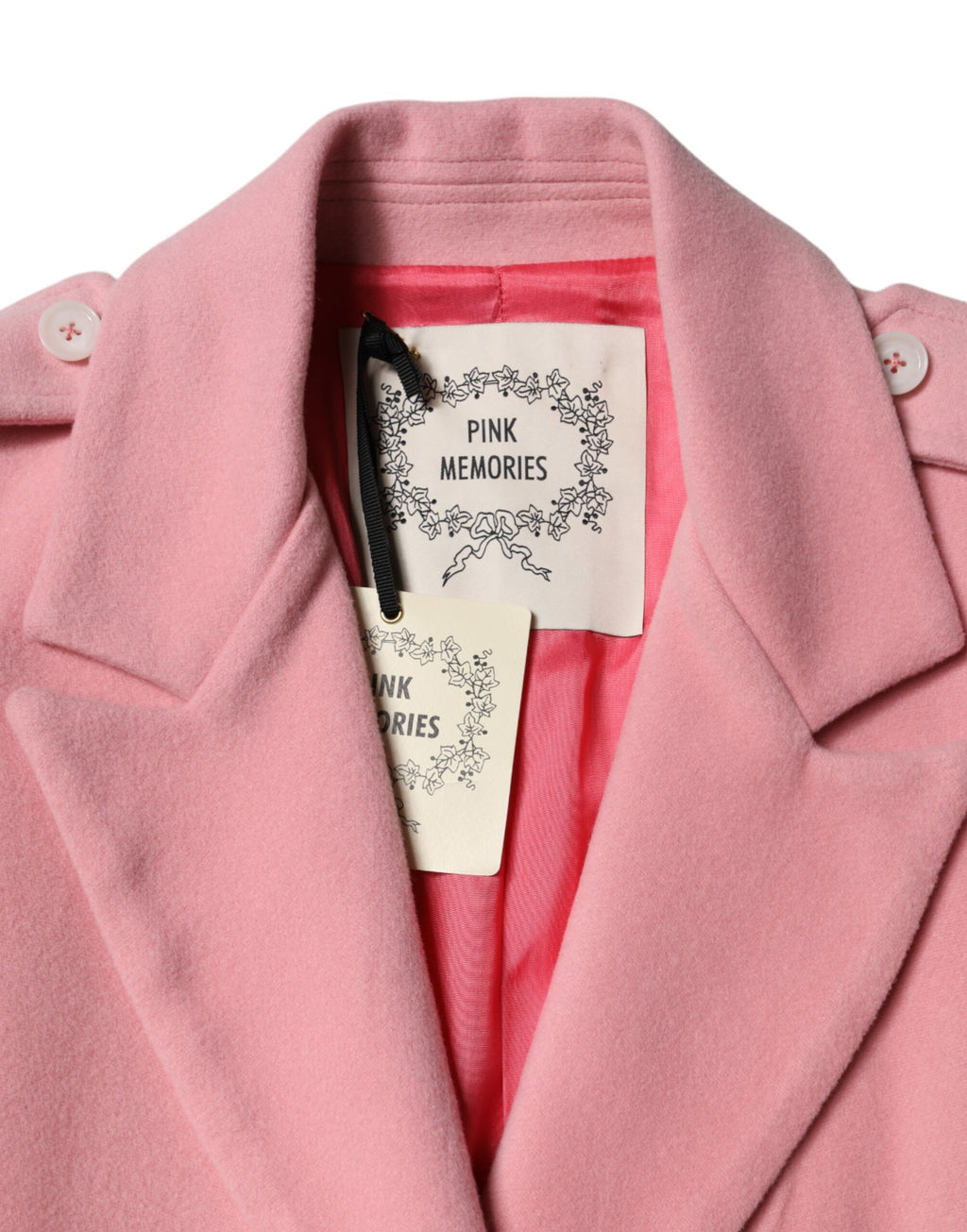 PINK MEMORIES Rosafarbener Wollblazer Mantel Jacke doppelreihig