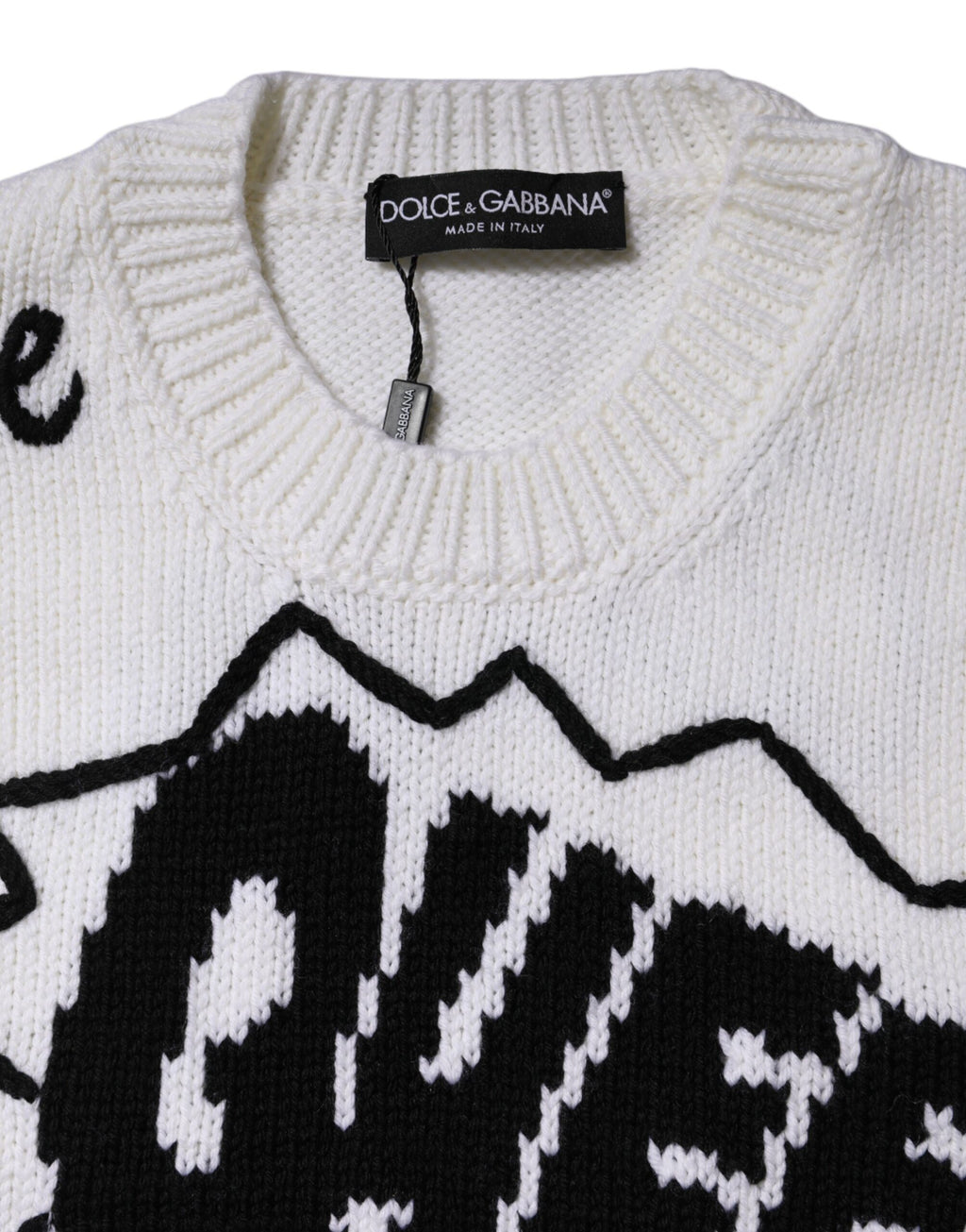 Dolce & Gabbana Weißer Pullover mit Rundhalsausschnitt aus Wolle