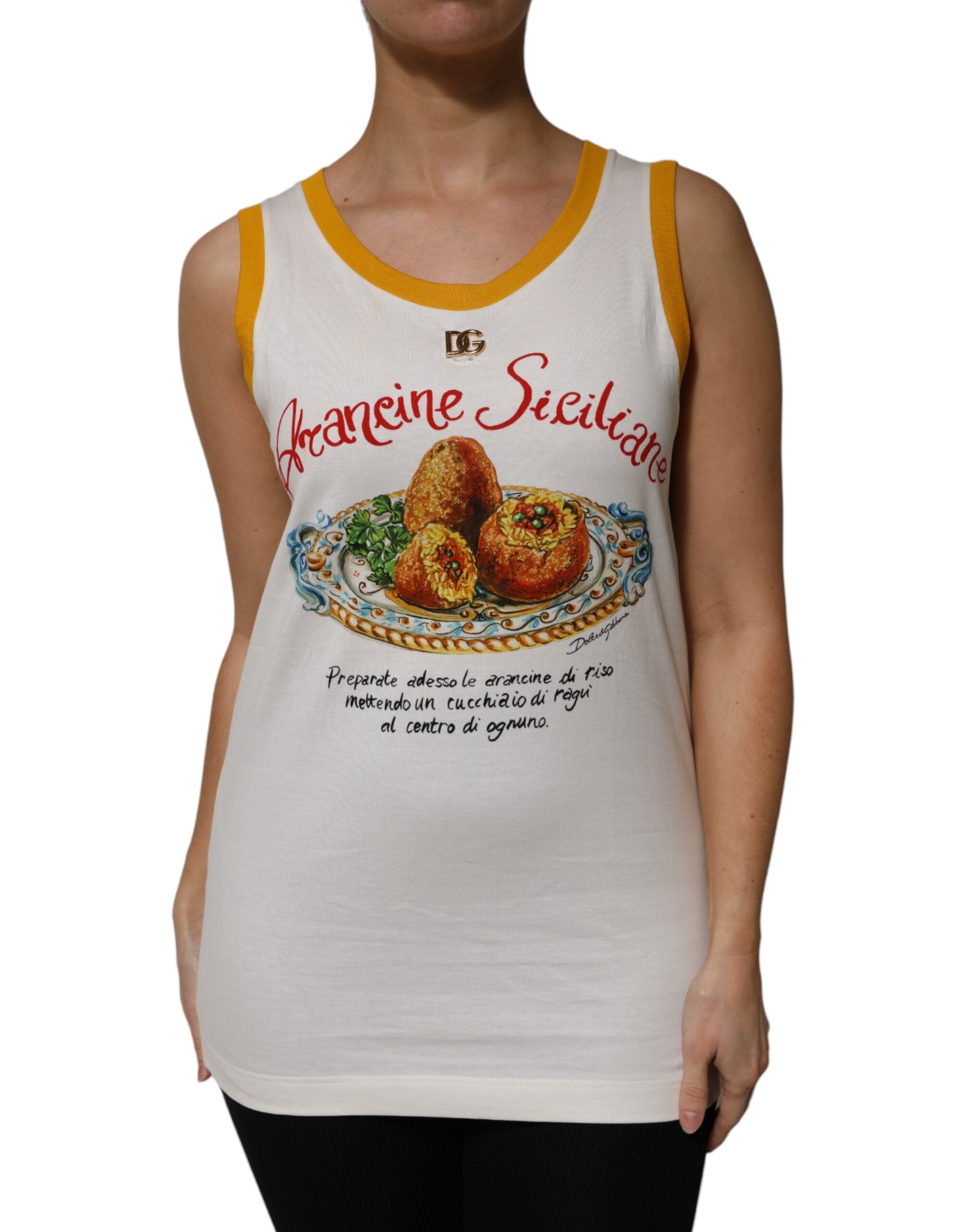 Dolce & Gabbana Weißes Araneine Siciliane Ärmelloses Tank-Top