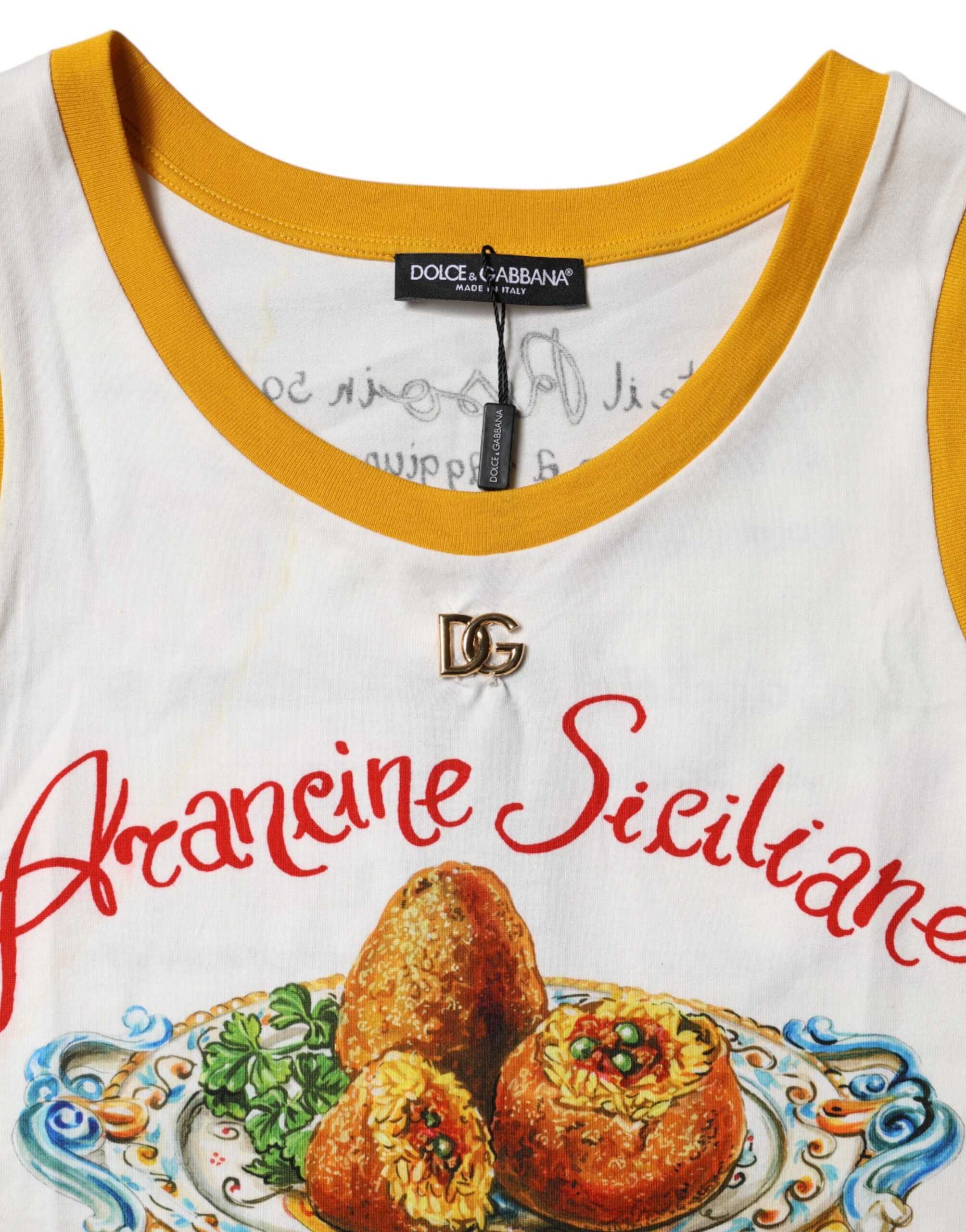 Dolce & Gabbana Weißes Araneine Siciliane Ärmelloses Tank-Top