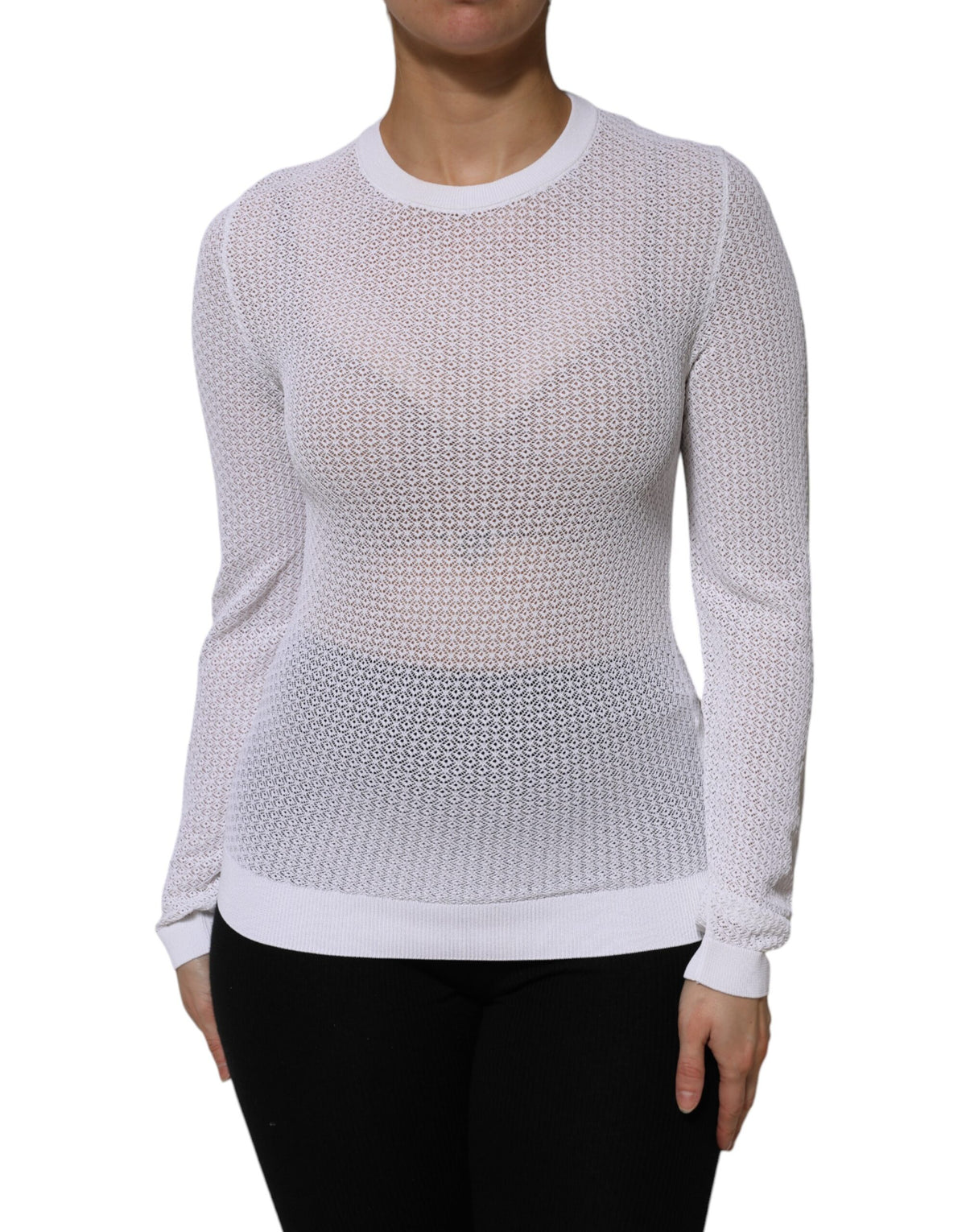 Dolce & Gabbana Wit Ronde Hals Lange Mouwen Pullover Top