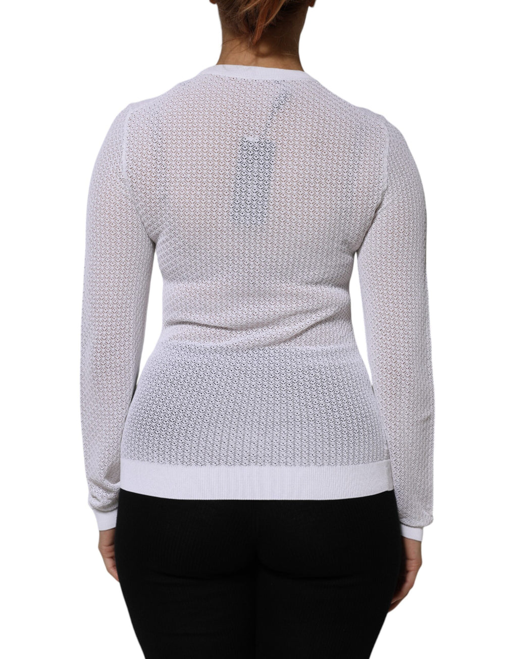 Dolce & Gabbana Weißer Rundhals-Pullover mit langen Ärmeln Top