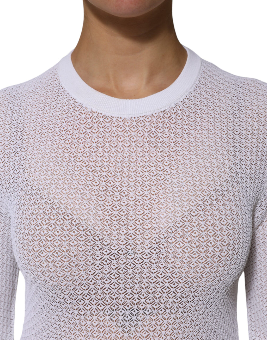 Dolce & Gabbana Wit Ronde Hals Lange Mouwen Pullover Top