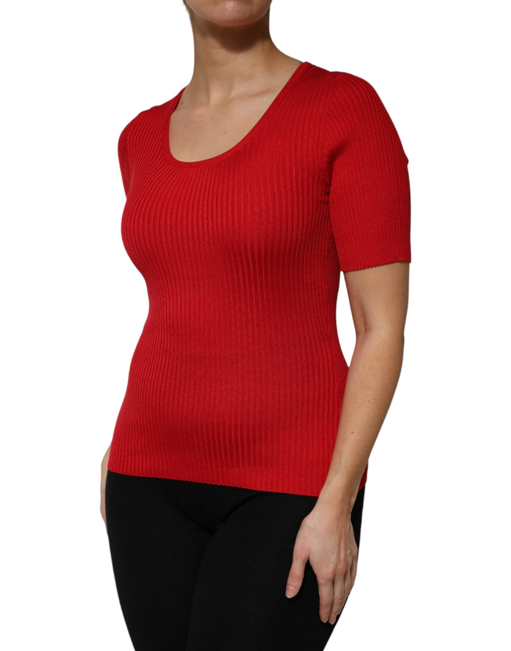 Dolce & Gabbana Rot Rundhalsausschnitt Kurzarm Pullover Top
