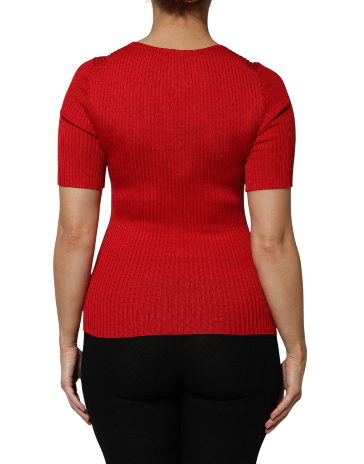 Dolce & Gabbana Rode Ronde Hals Korte Mouwen Pullover Top