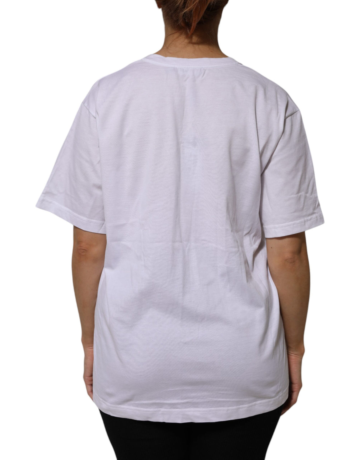 Dolce & Gabbana Wit Katoenen T-shirt Met Korte Mouwen En V-hals