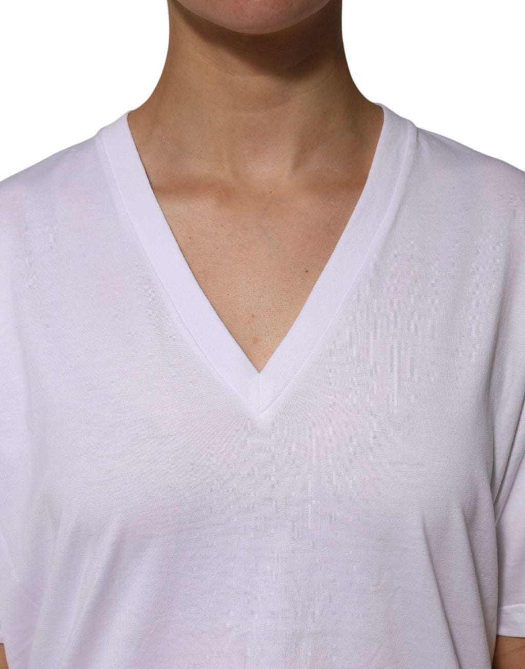 Dolce & Gabbana Wit Katoenen T-shirt Met Korte Mouwen En V-hals