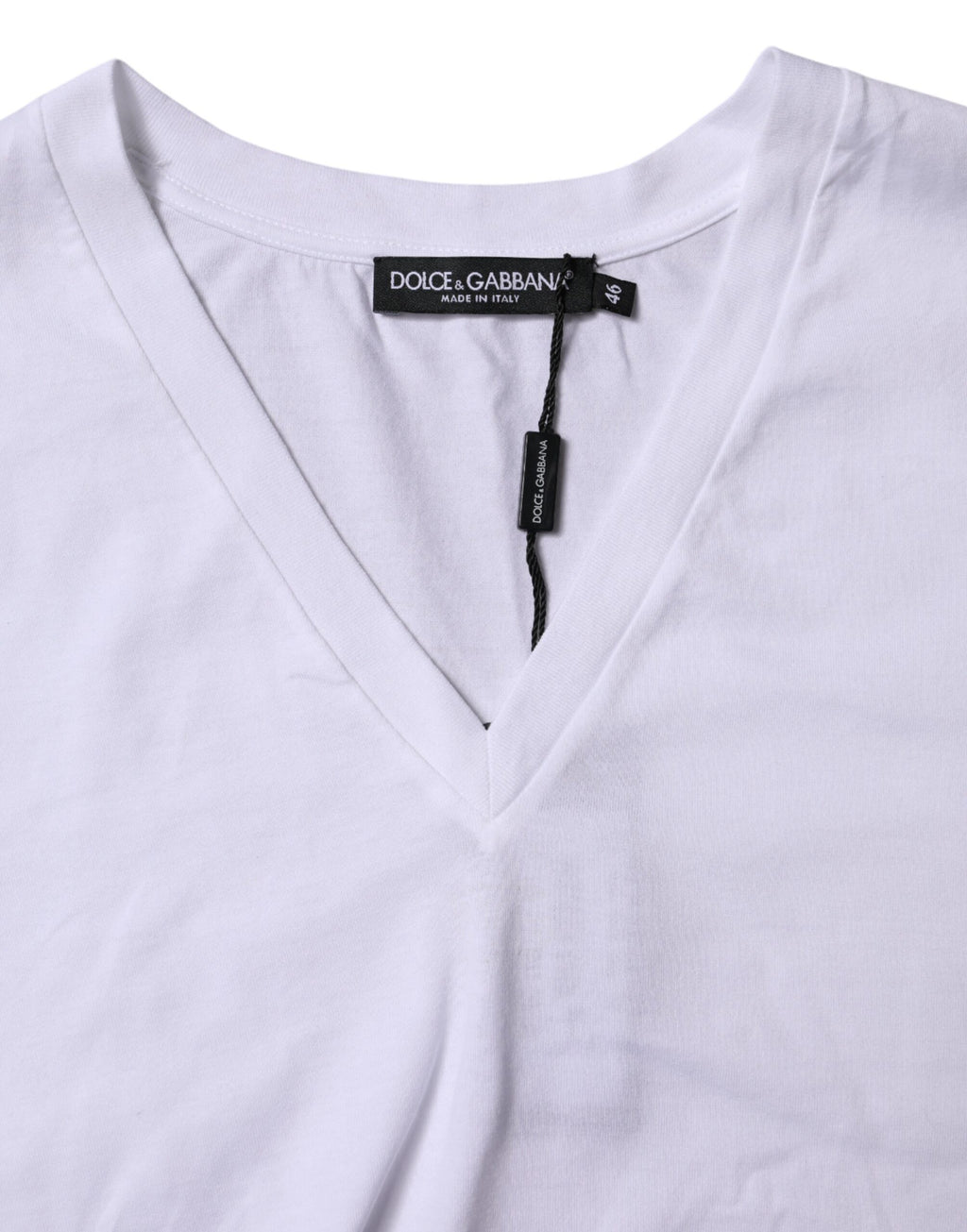 Dolce & Gabbana Wit Katoenen T-shirt Met Korte Mouwen En V-hals