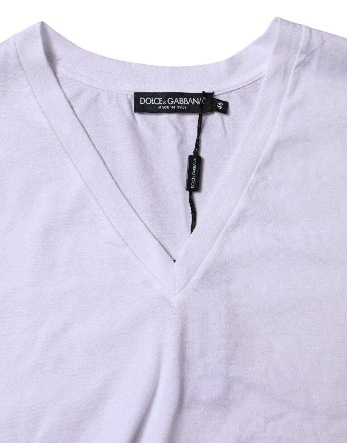 Dolce & Gabbana Wit Katoenen T-shirt Met Korte Mouwen En V-hals