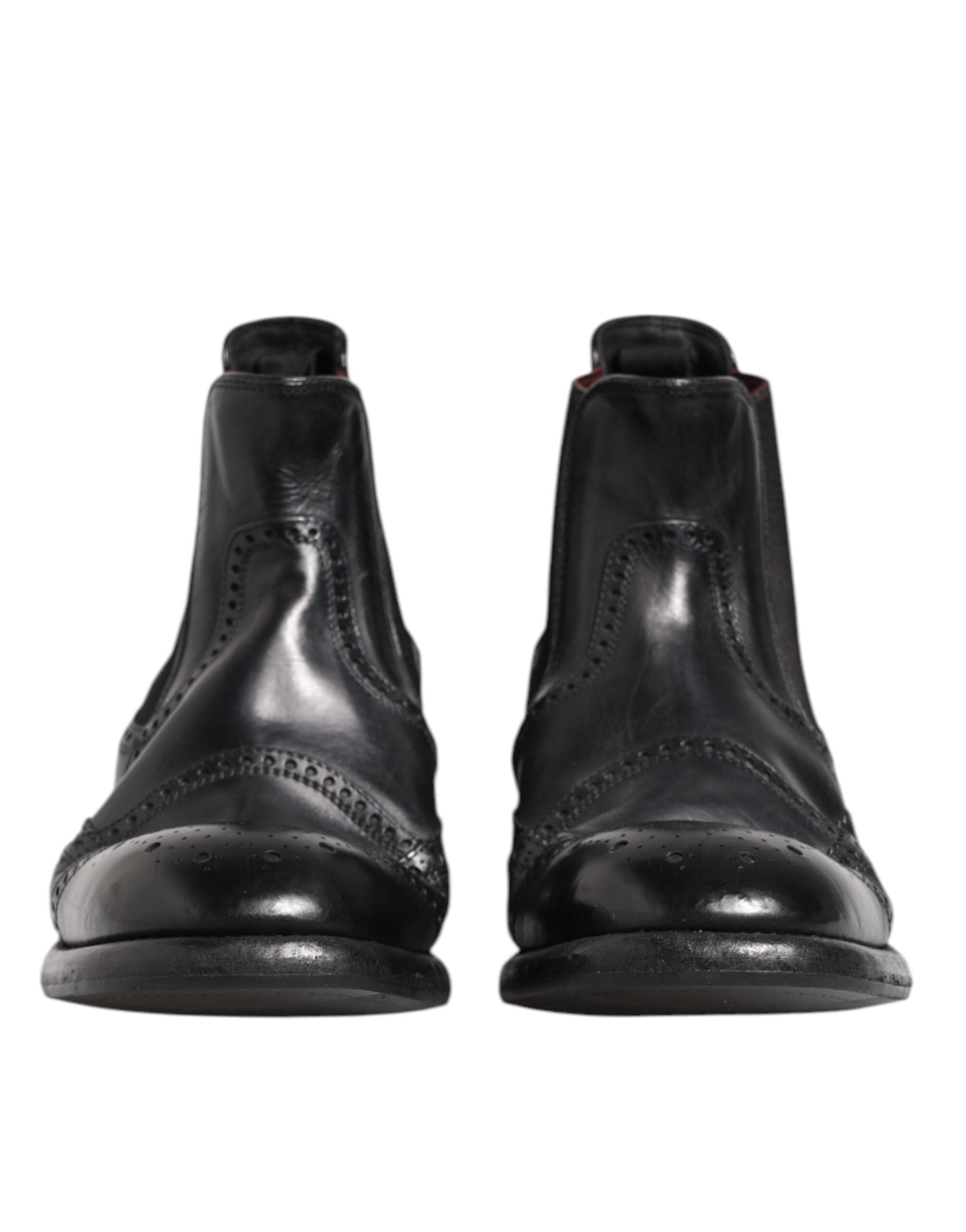 Dolce & Gabbana Schwarze Lederstiefeletten Slip On Schuhe