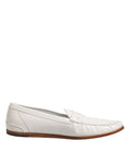 Dolce & Gabbana White Leather Loafers Moccasins Slip On Shoes