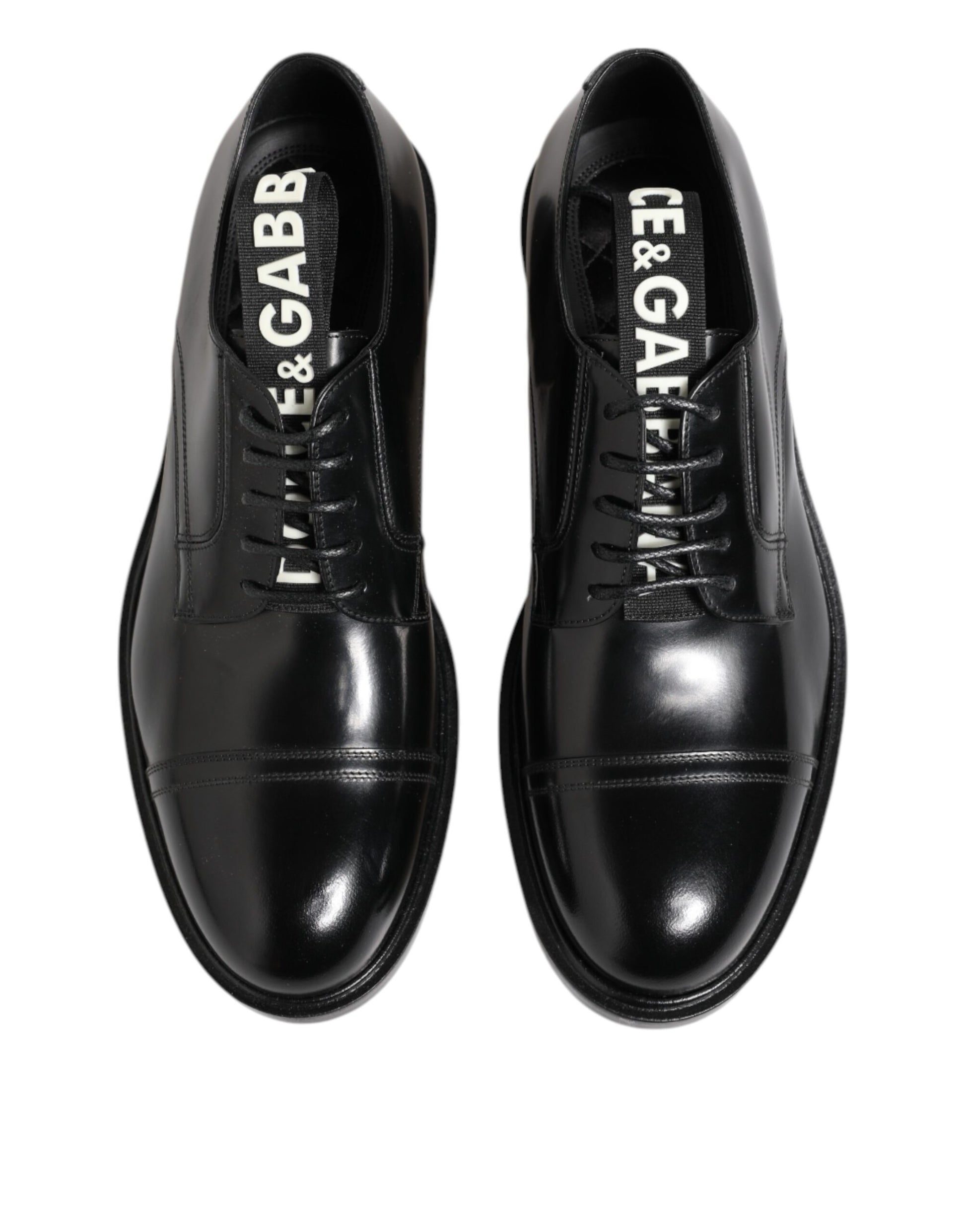 Dolce & Gabbana Schwarzes Leder Kleid Schnürschuhe Männer Formale Schuhe