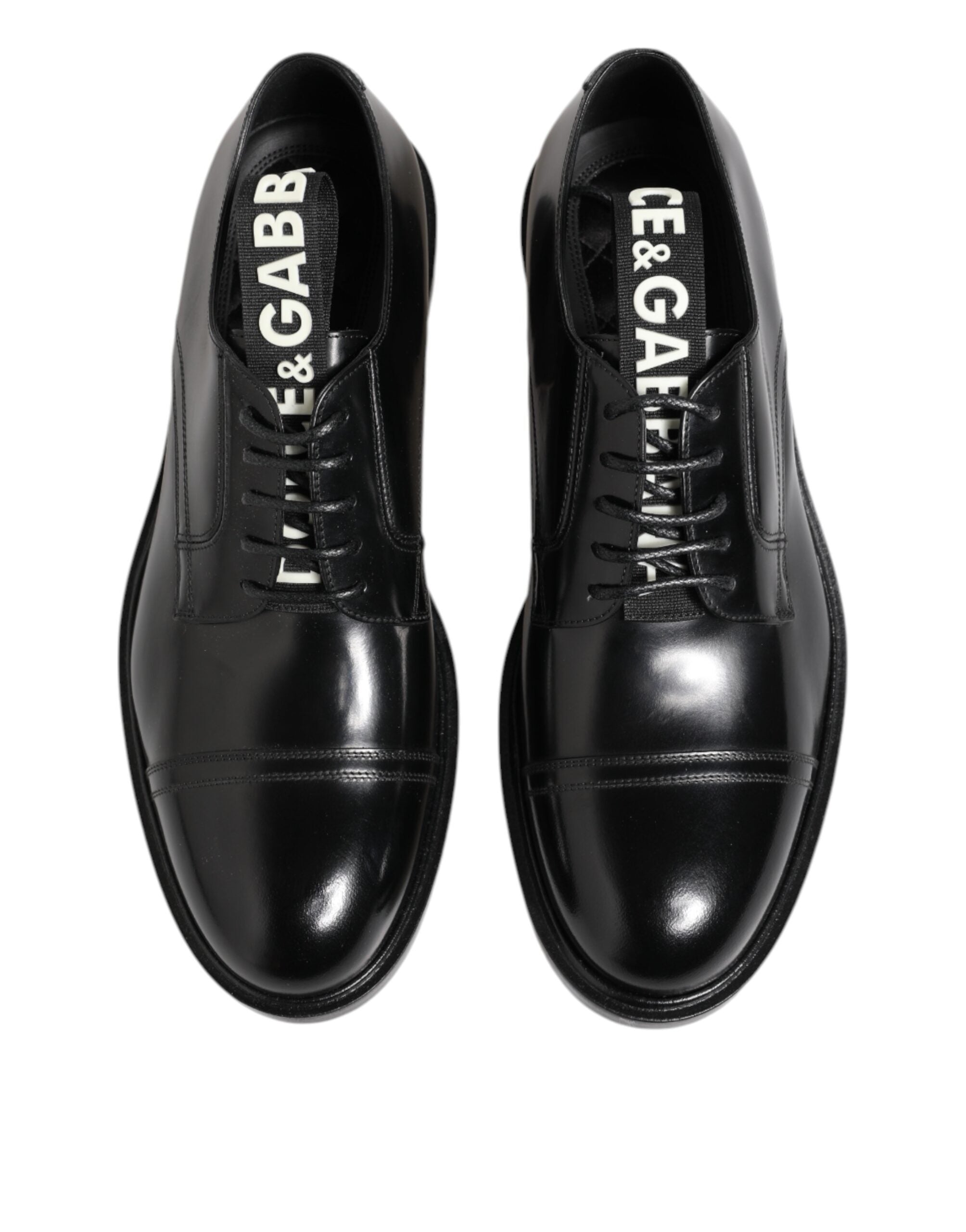Dolce & Gabbana Schwarzes Leder Kleid Schnürschuhe Männer Formale Schuhe