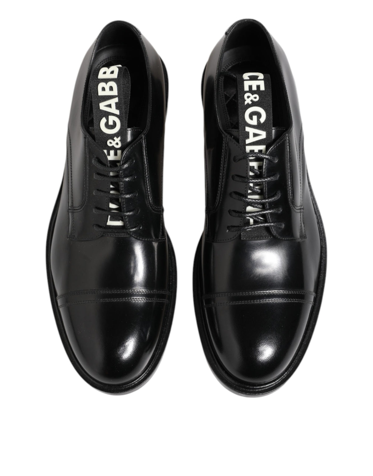 Dolce & Gabbana Zwarte Leren Jurk Schoenen met Vetersluiting voor Heren